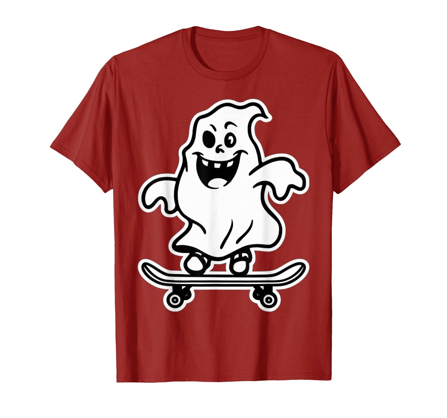 Funny Ghost On Skateboard Retro Halloween Costume Kids Boys T-Shirt