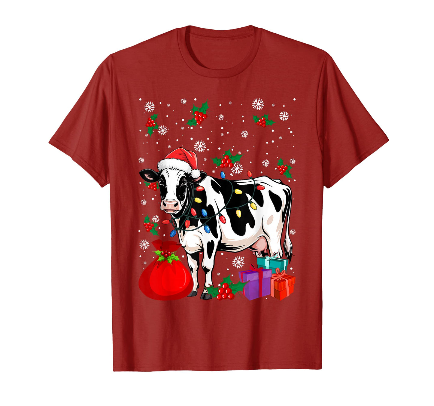 Christmas Cow Farm Animal Santa Xmas Lover Farmer T-Shirt