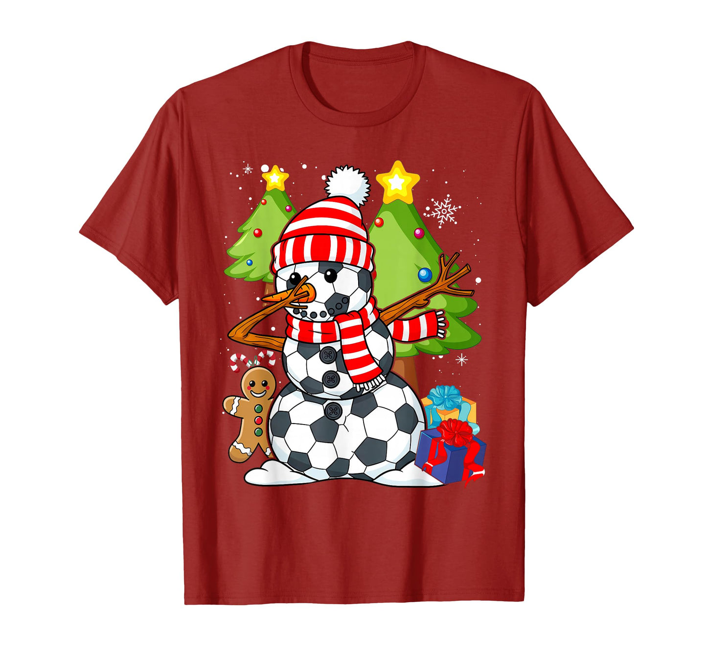 Soccer Christmas Snowman Dabbing Ball Santa Boys Girls Men T-Shirt