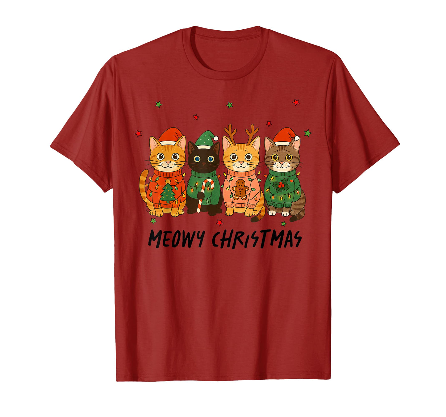 Meowy Catmas Cat Christmas Xmas Girls Boys Family Pajamas T-Shirt