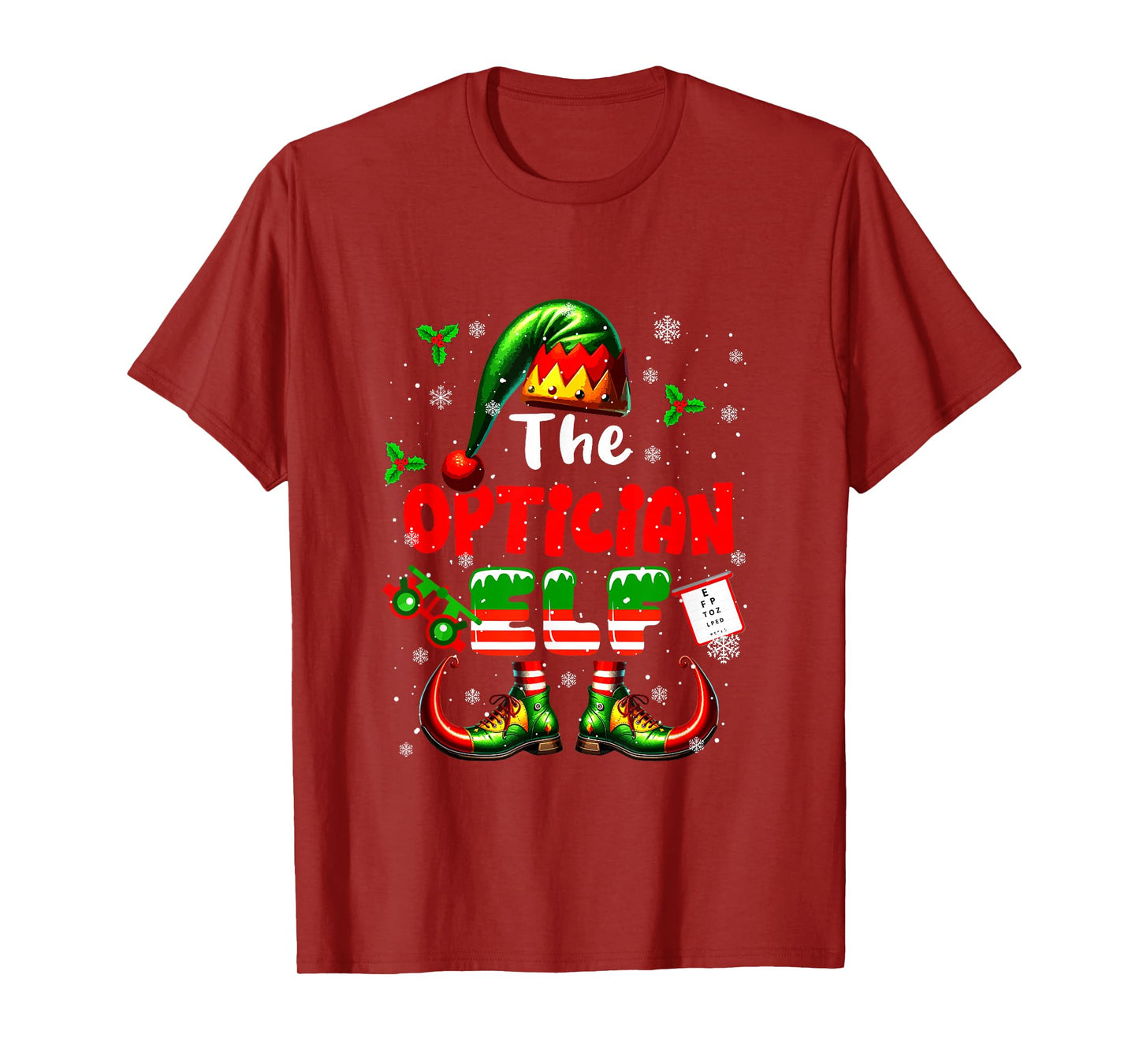 The Optician Elf Christmas Funny Job Team Matching Parties T-Shirt