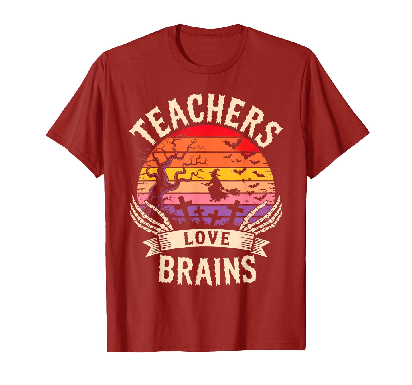 Teachers Love Brains Funny Halloween Outfit Spooky Classroom T-Shirt