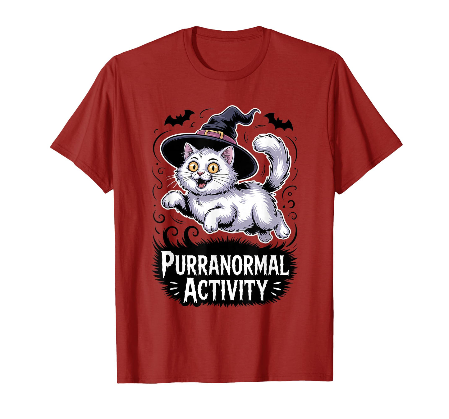Purranormal Activity Flying Cat Witch Funny Halloween T-Shirt