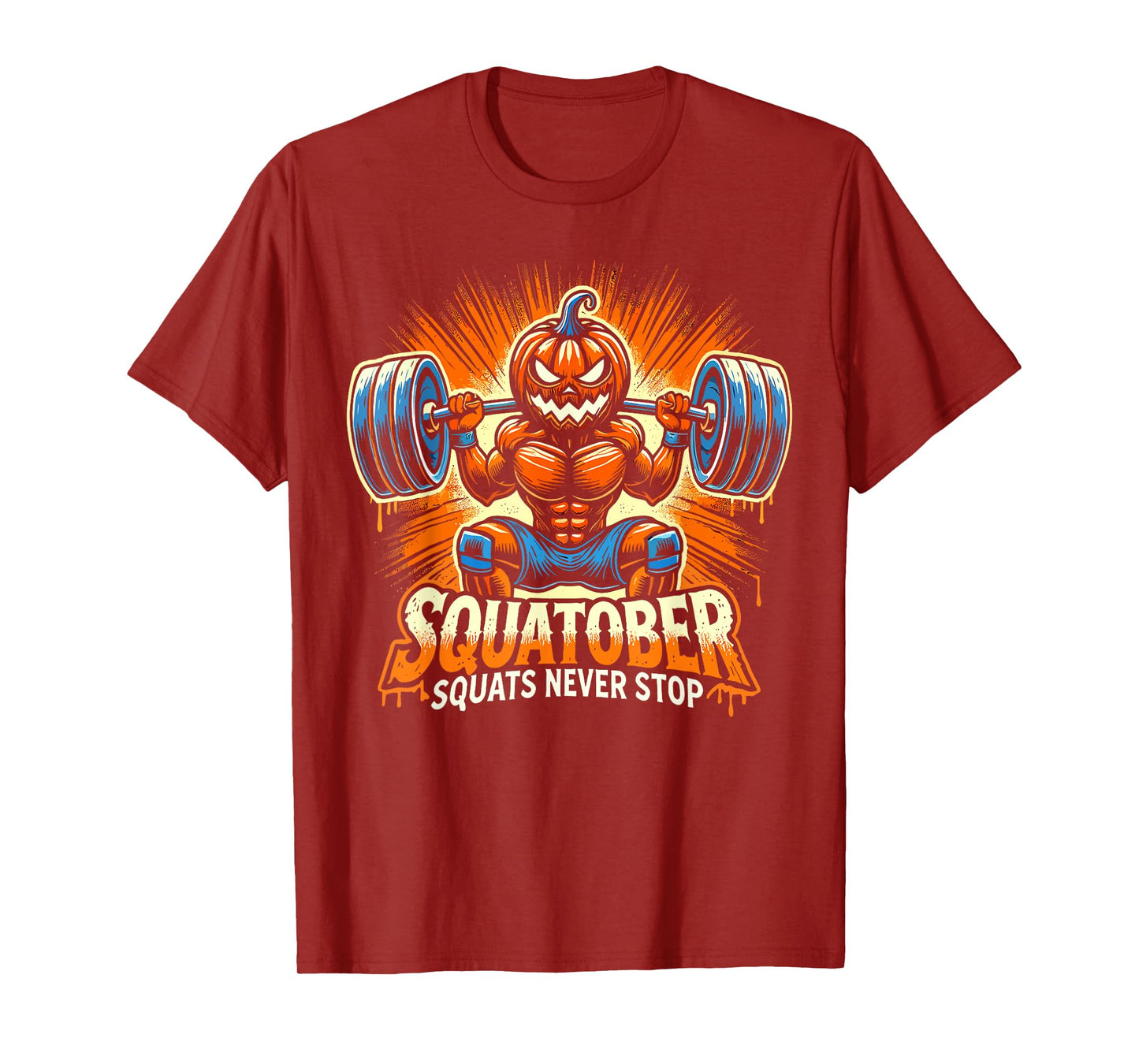Squatober Pumpkin Halloween Costume, Spooky Weightlifting T-Shirt
