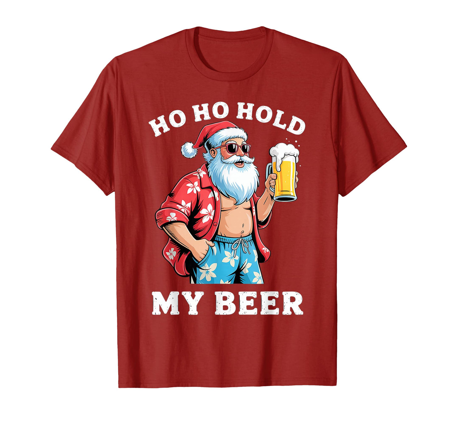 Funny Santa with Sunglasses and Beer Christmas in July T-Shirt
