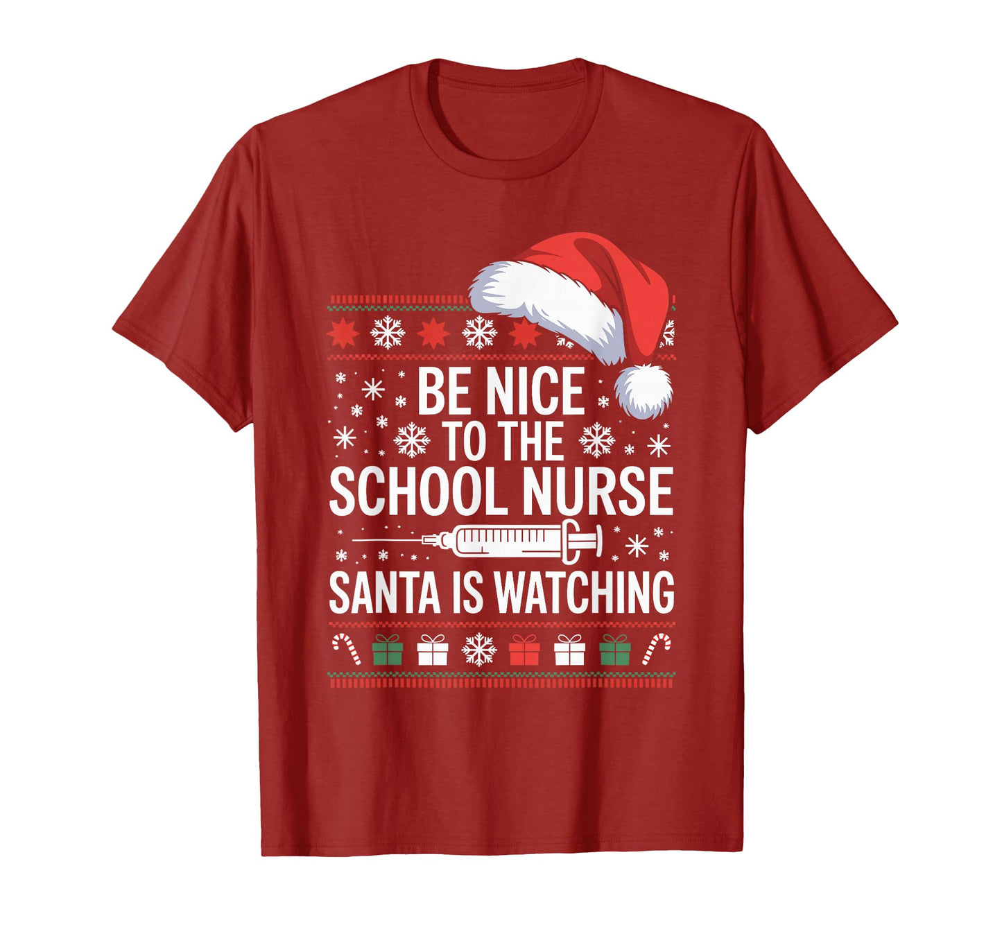 Funny School Nurse Ugly Christmas Sweater Nursing Humor Xmas T-Shirt