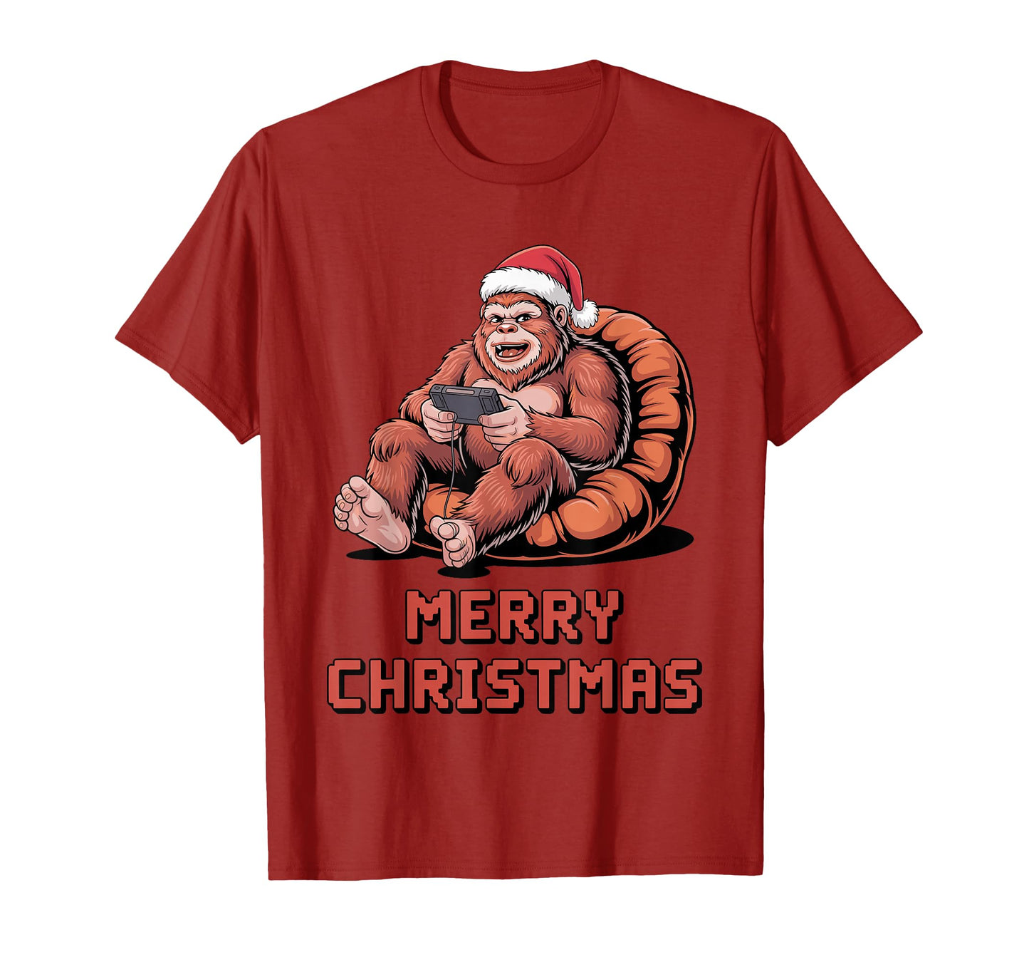Bigfoot Gaming Christmas Funny Sasquatch Video Gamer Holiday T-Shirt