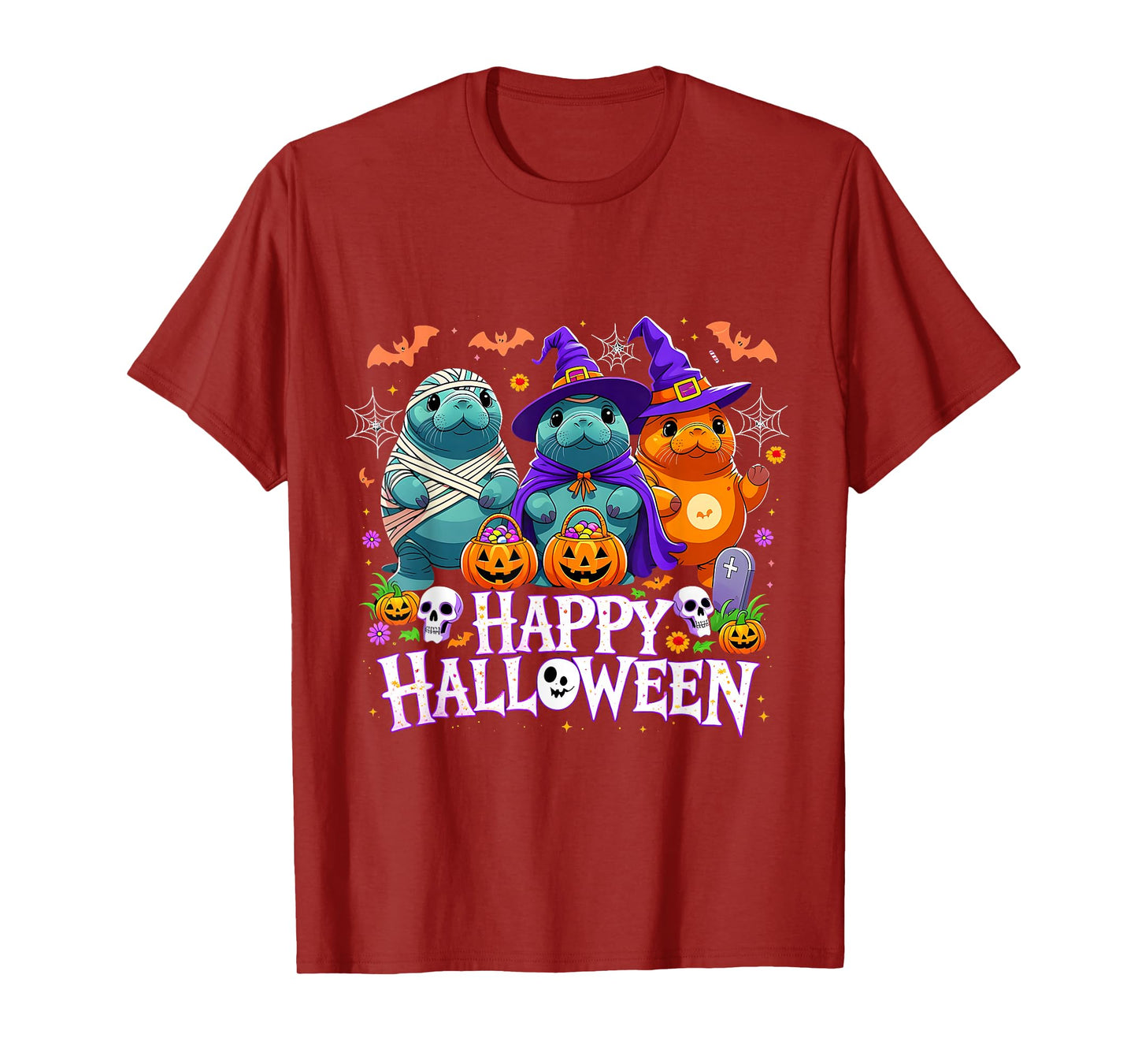 Happy Halloween Cute Manatee Spooky Costume T-Shirt