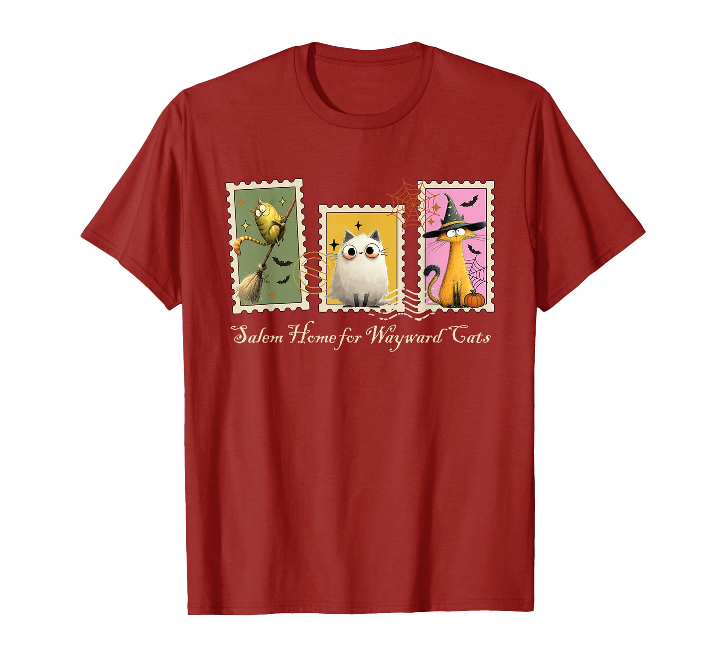 Funny Witch Salem Black Cats 1692 Halloween Postage Stamp T-Shirt
