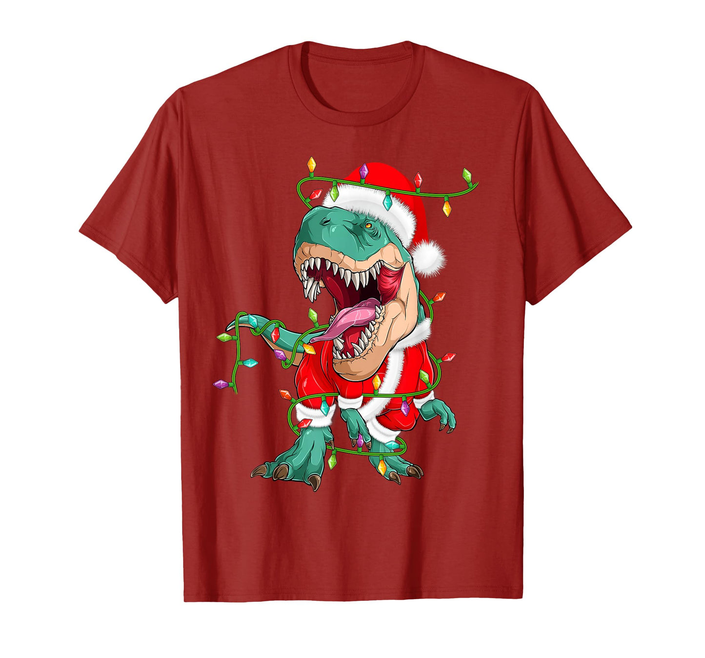 Dinosaur T-Rex Christmas Lights Funny Santa Cute Animal Xmas T-Shirt