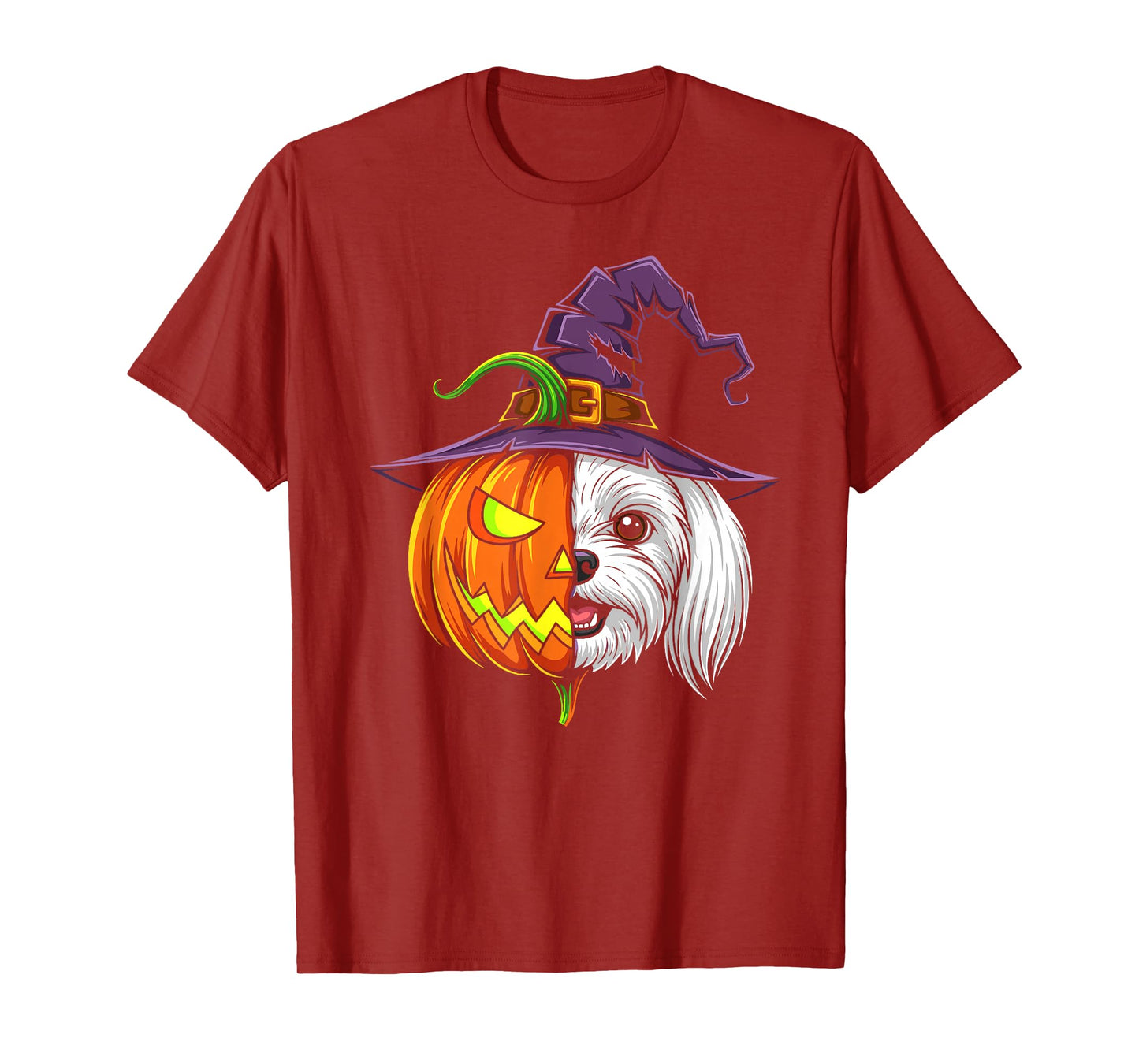 Maltese Pumpkin Jack O Lantern Halloween Kids Mens Womens T-Shirt