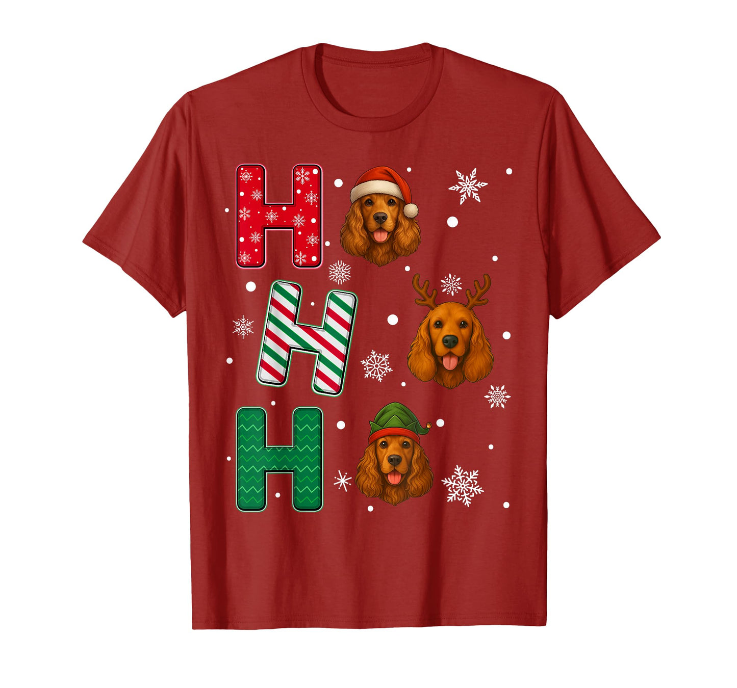 Ho Ho Ho American Cocker Spaniel Dog Christmas Santa Elf T-Shirt