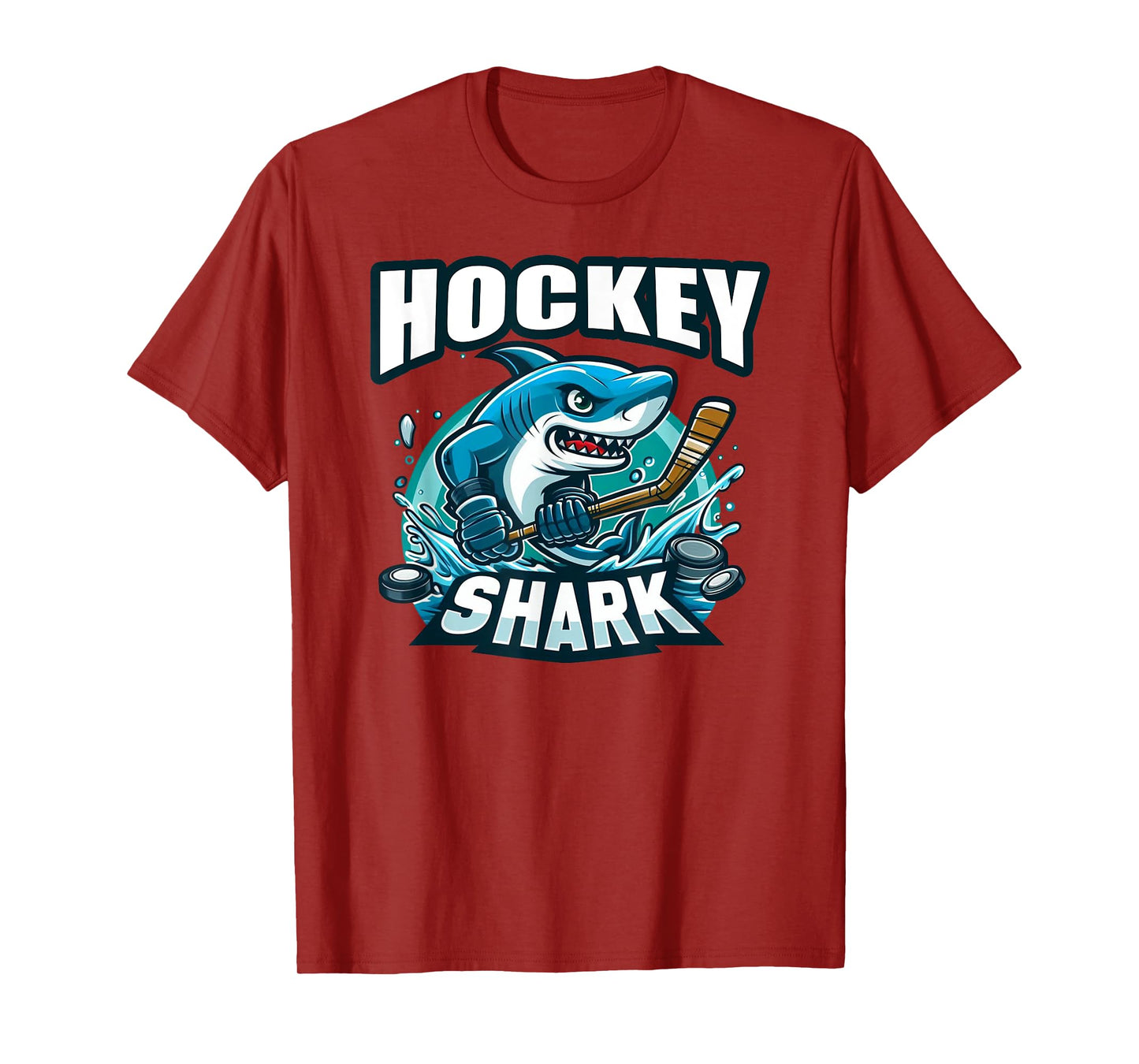 Shark Playing Hockey Funny Hockey T-Shirt