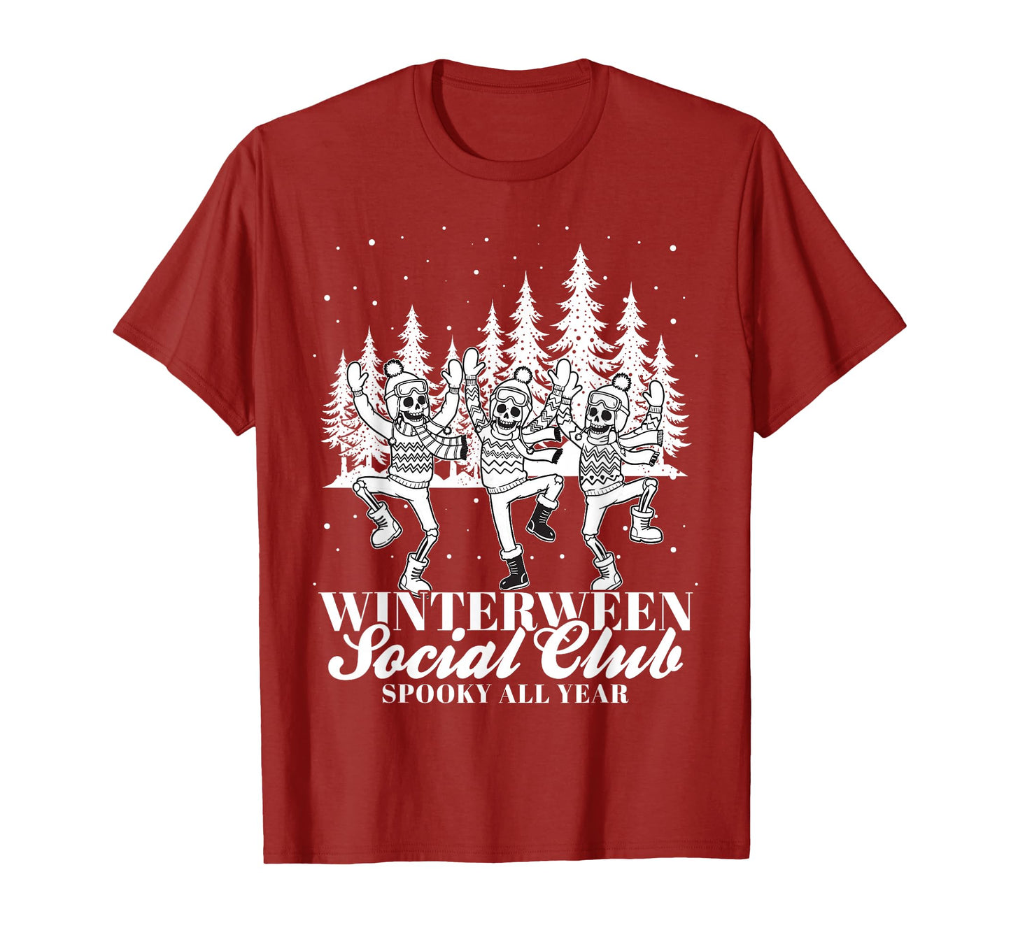Winterween Social Club Spooky All Year Halloween Snow Winter T-Shirt