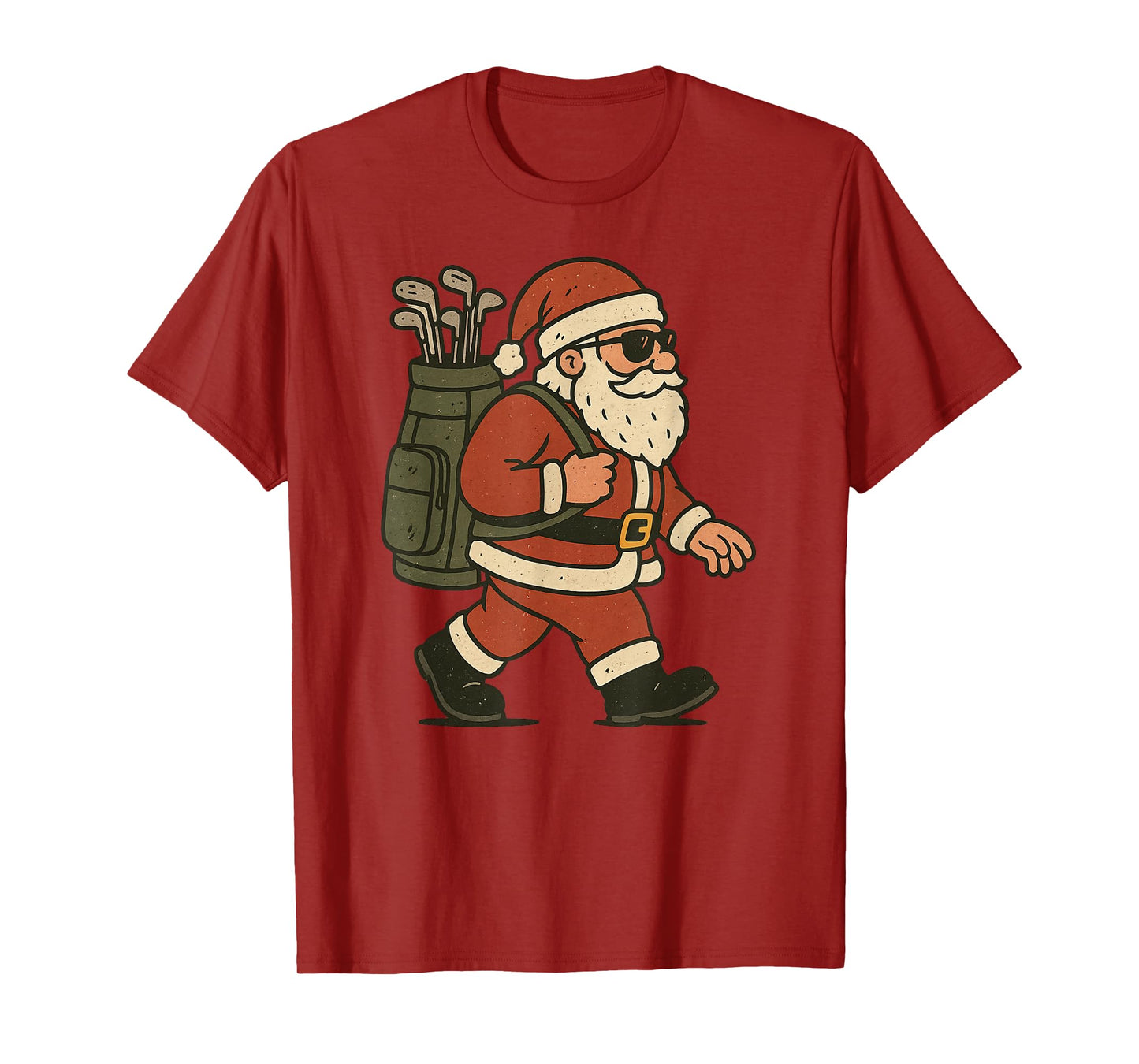 Santa Playing Golf Christmas Vintage Funny Xmas T-Shirt