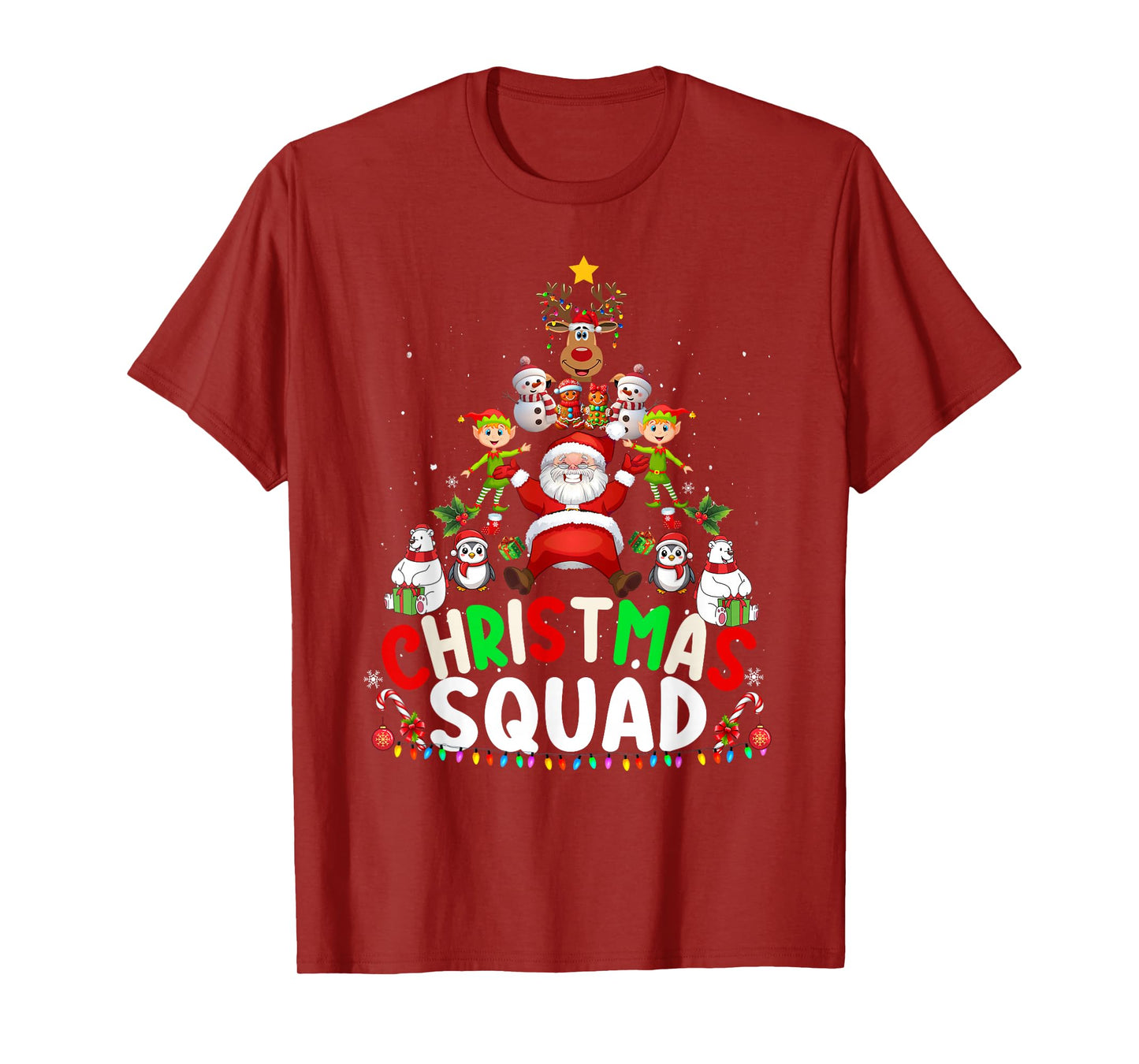 Christmas Squad Santa Elf Tree Xmas Family Matching Pajamas T-Shirt