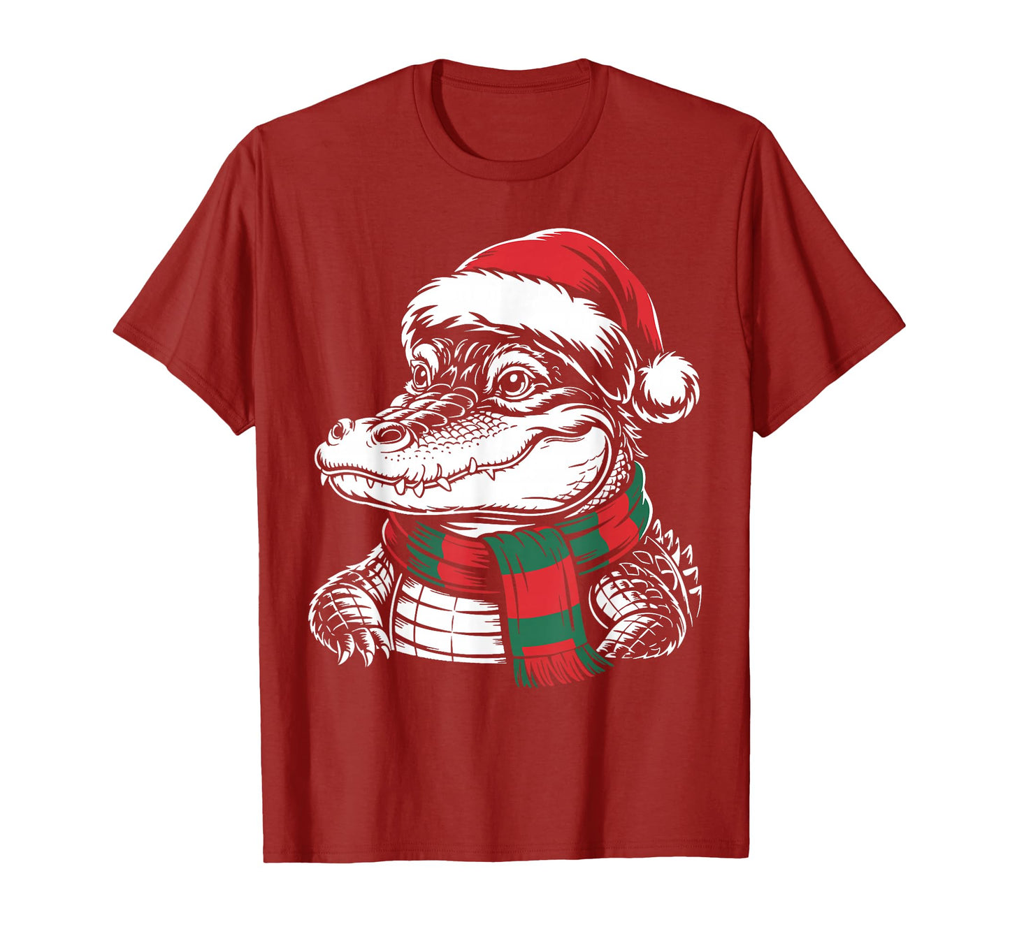 Alligator Xmas Santa Hat Scarf Christmas Costume T-Shirt