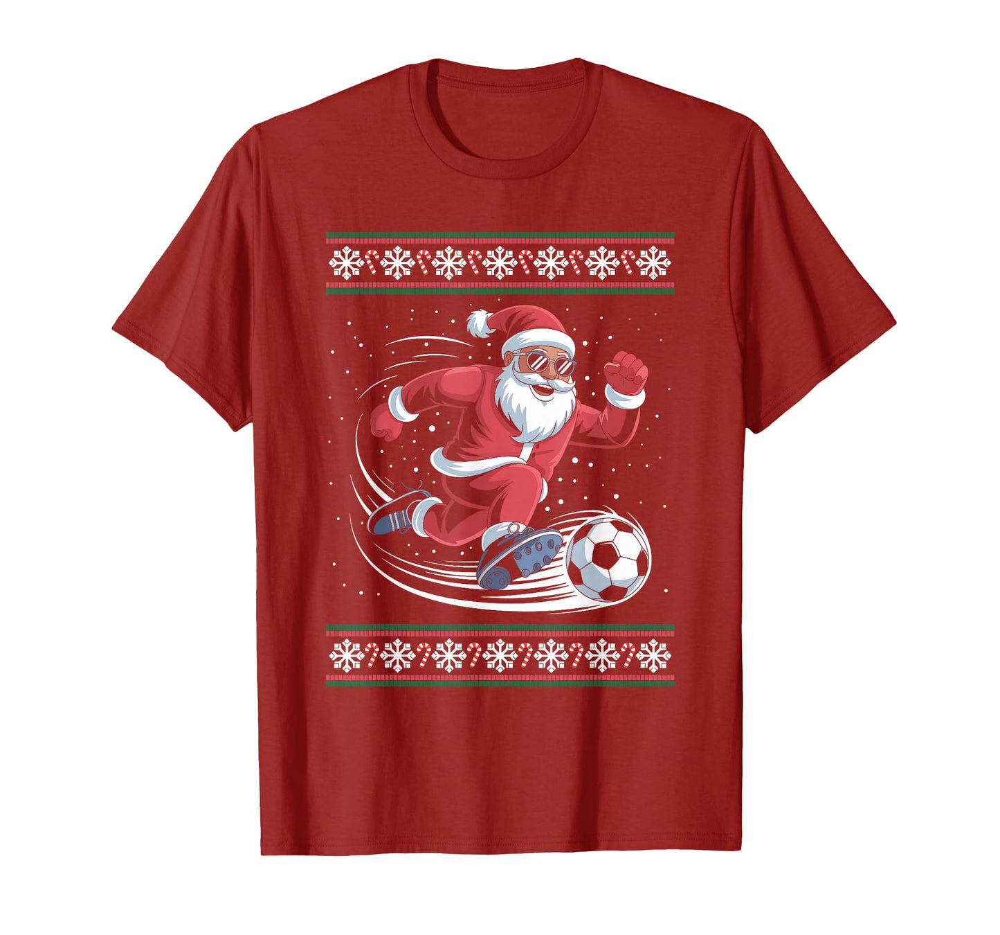 Santa Claus Soccer Player Ugly Christmas Sweater Kids Men T-Shirt