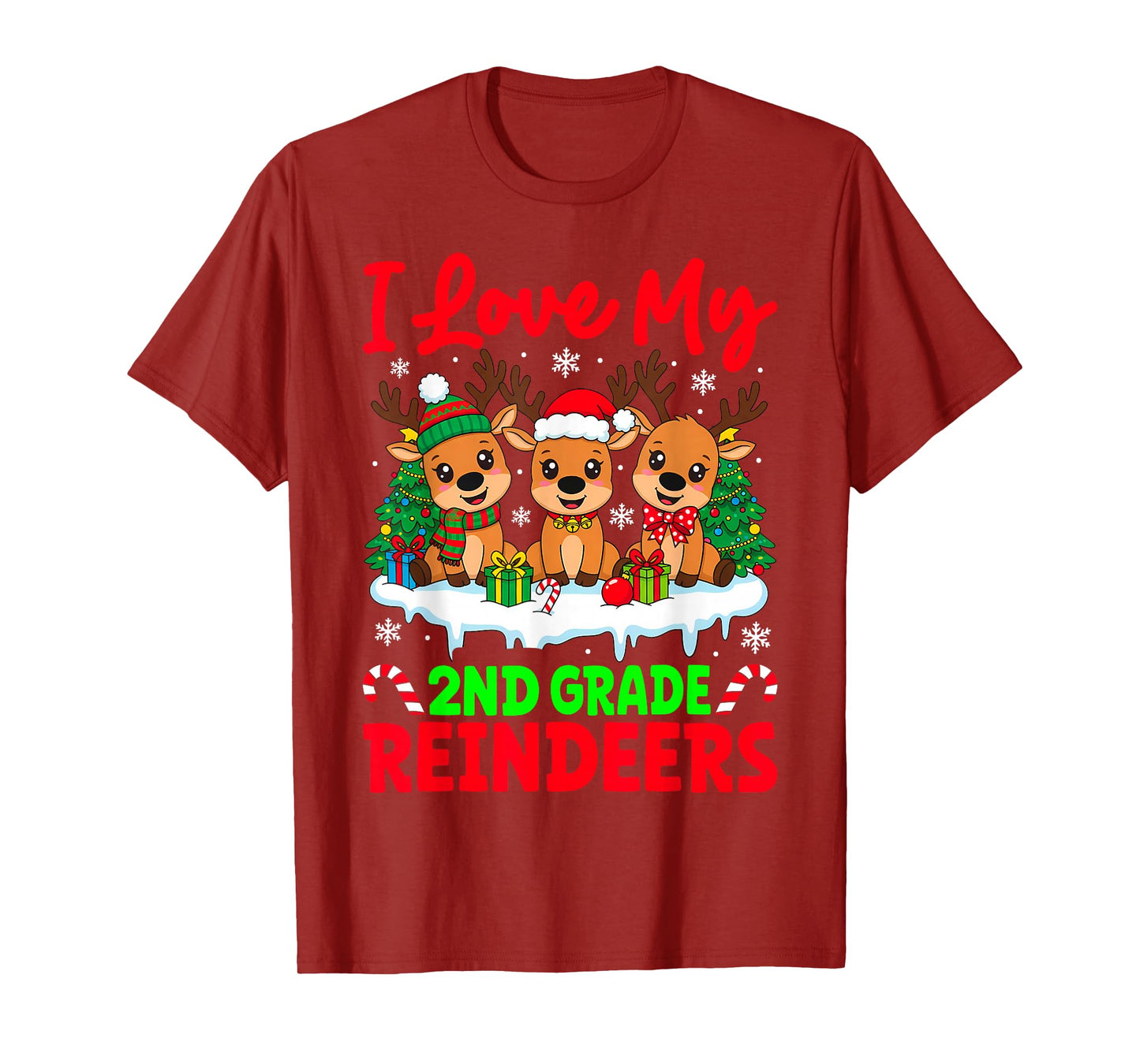 I Love My 2nd Grade Reindeers Three Reindeer Teacher Xmas T-Shirt