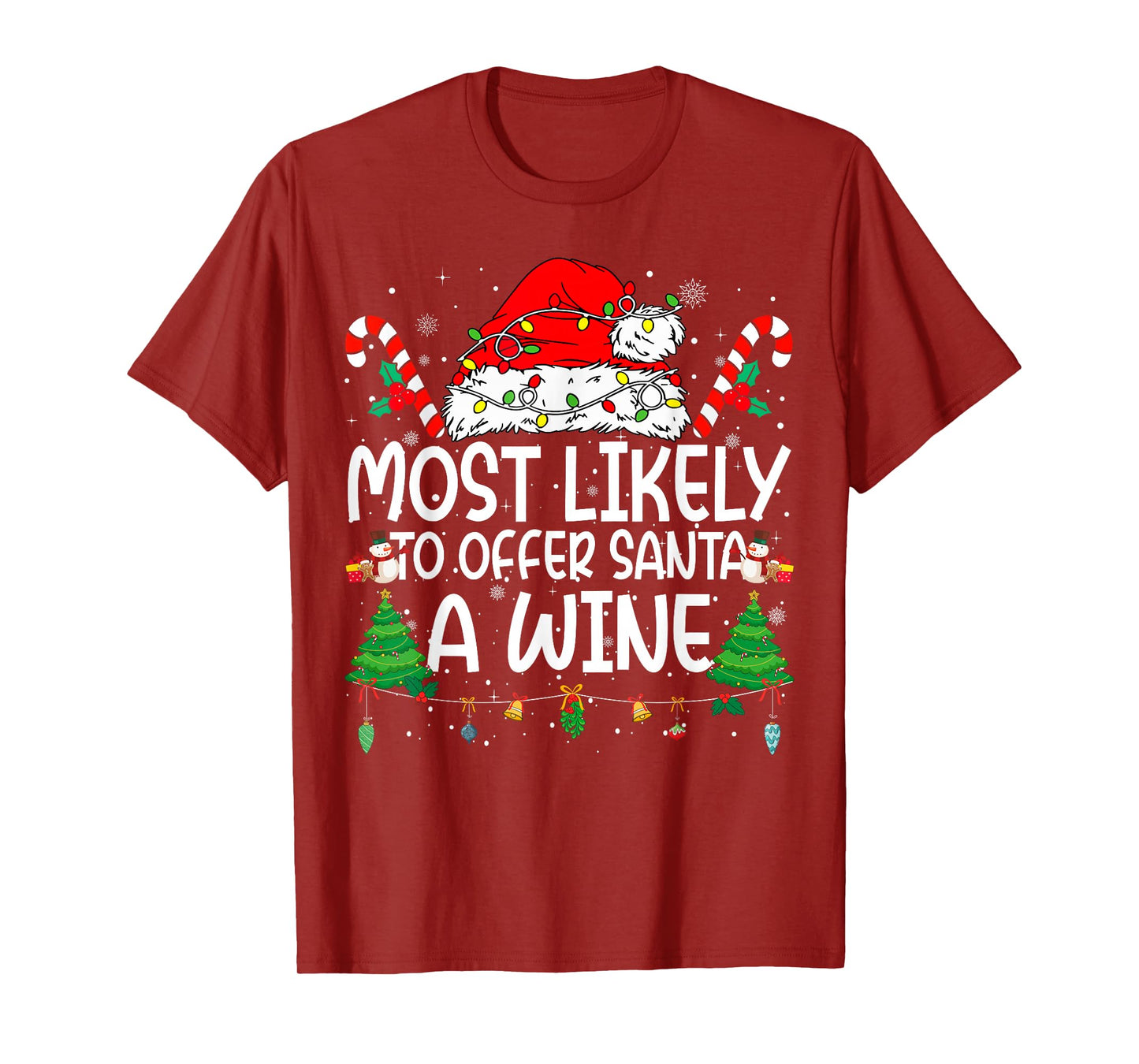 Family Matching Xmas Most Likely to Offer Santa A Wine T-Shirt