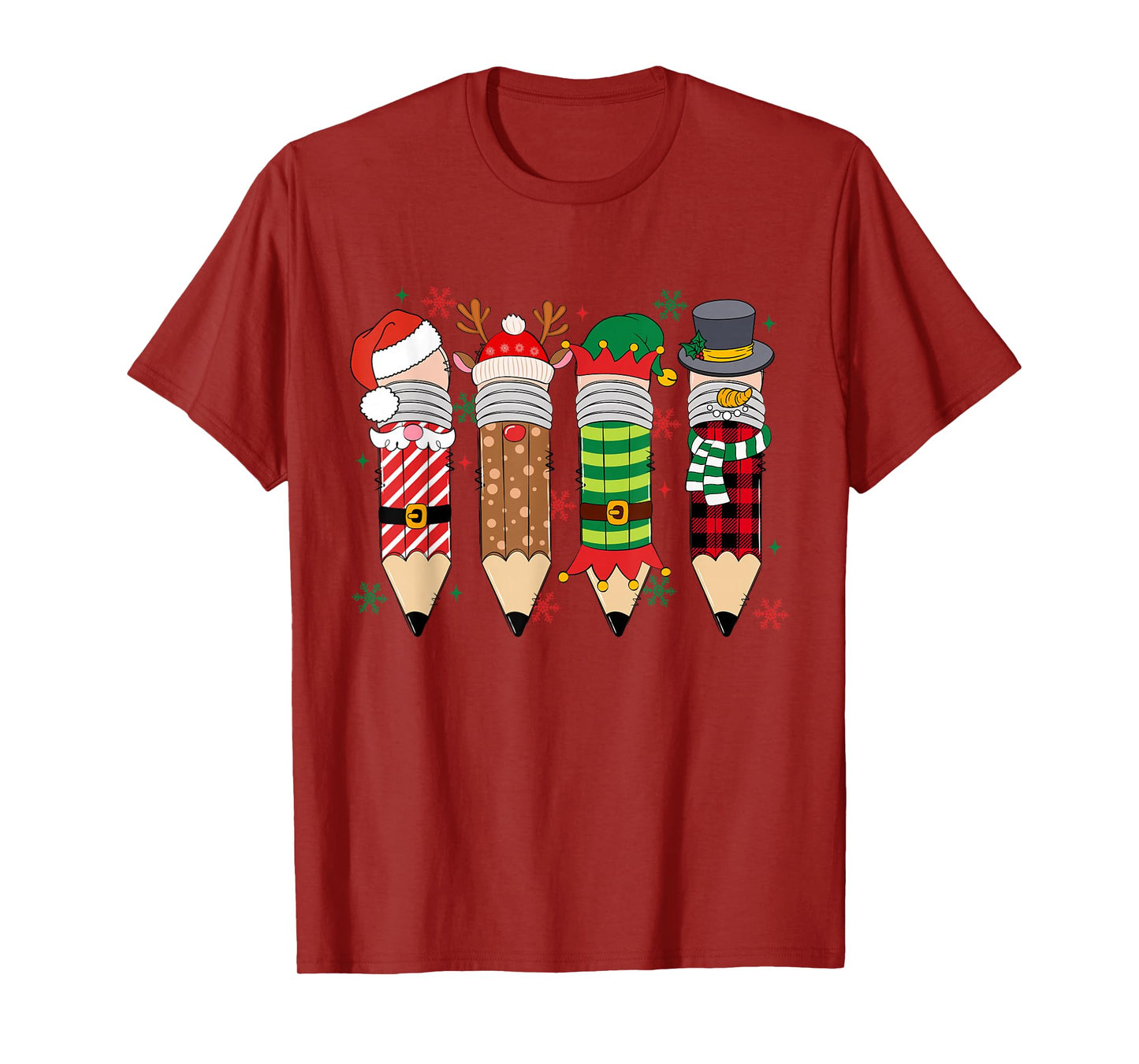 Funny Teacher Christmas Reindeer Santa Pencil School Xmas T-Shirt