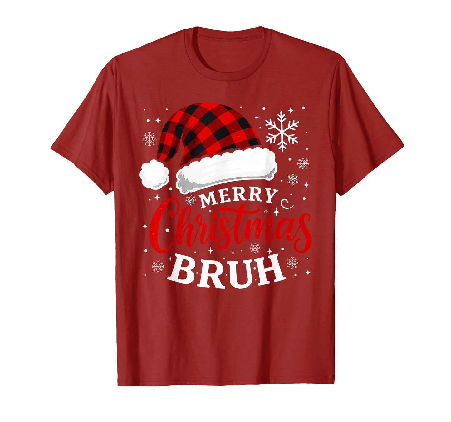 Merry Christmas Bruh Santa Claus Hat Xmas Mens Boys T-Shirt