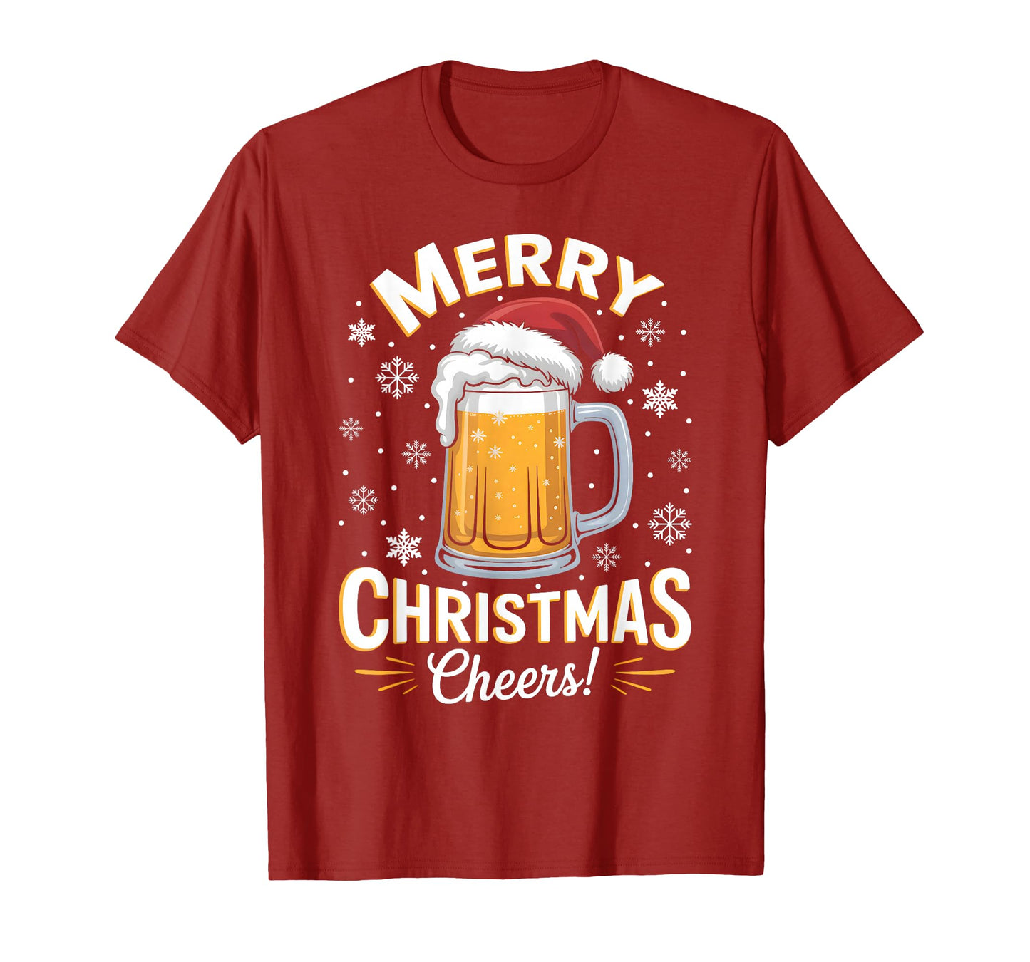 Funny Christmas Pajama Outfit Men Women Beer Mug Santa Hat T-Shirt