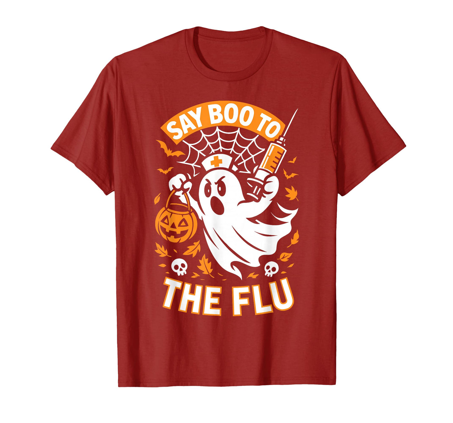 Say Boo to The Flu Bold Ghost Nurse Halloween T-Shirt