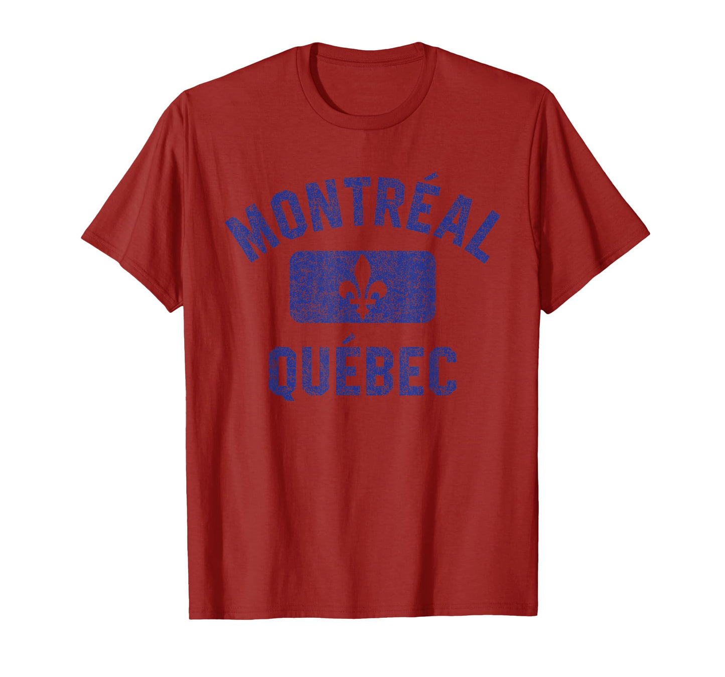 Montreal Quebec Fleur de Lys Gym Style Distressed Print T-Shirt
