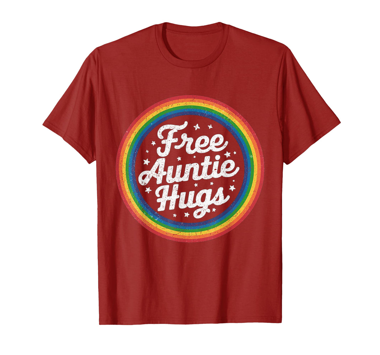 Free Auntie Hugs, LGBT Gay Lesbian Pride Month Rainbow Flag T-Shirt