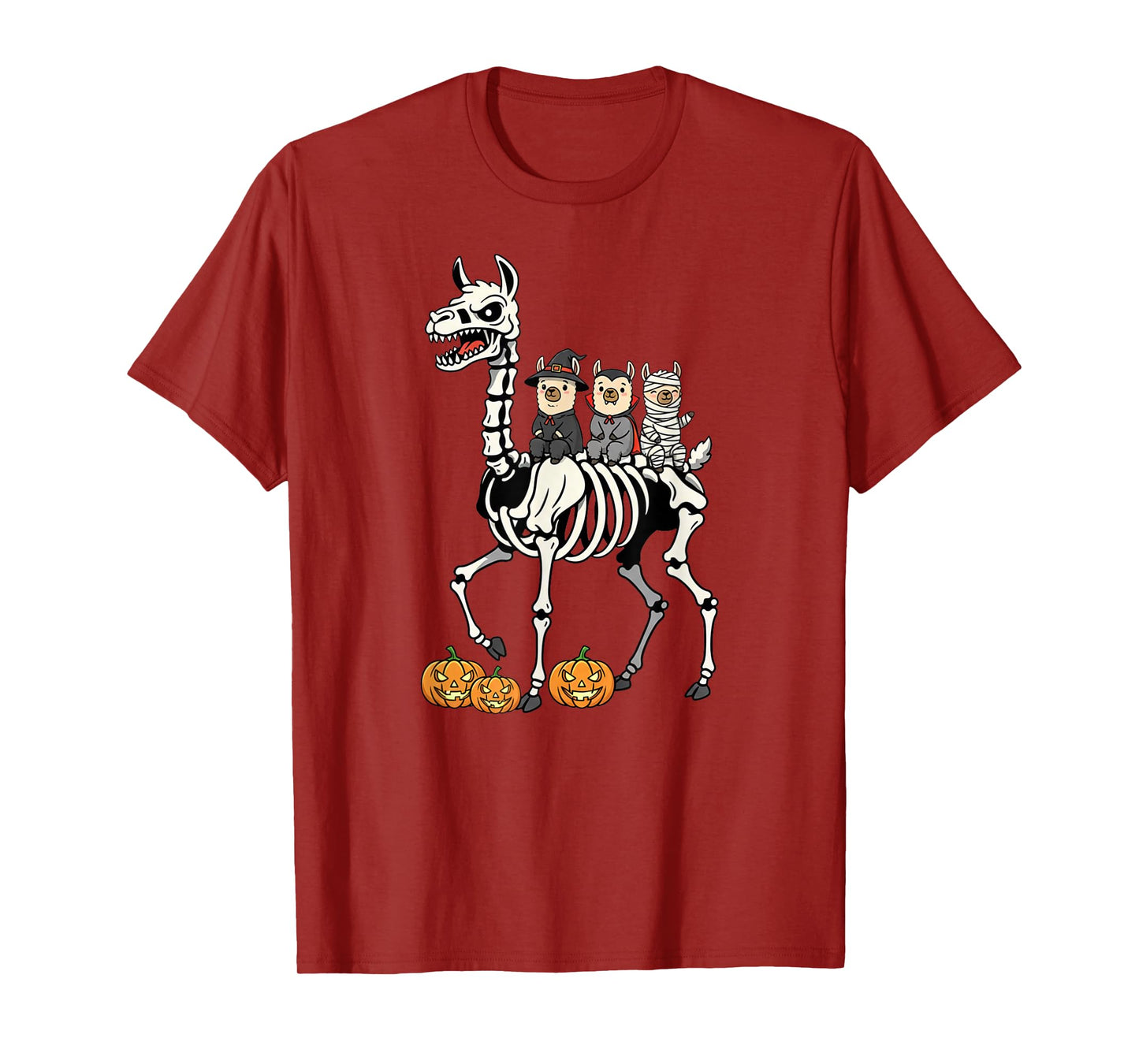 Funny Llama Skeleton Mummy Witch Halloween Kids Mens Womens T-Shirt