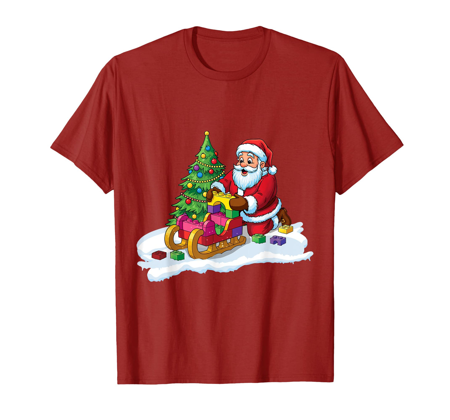 Block Building Christmas Builder Brick Master Santa Building T-Shirt
