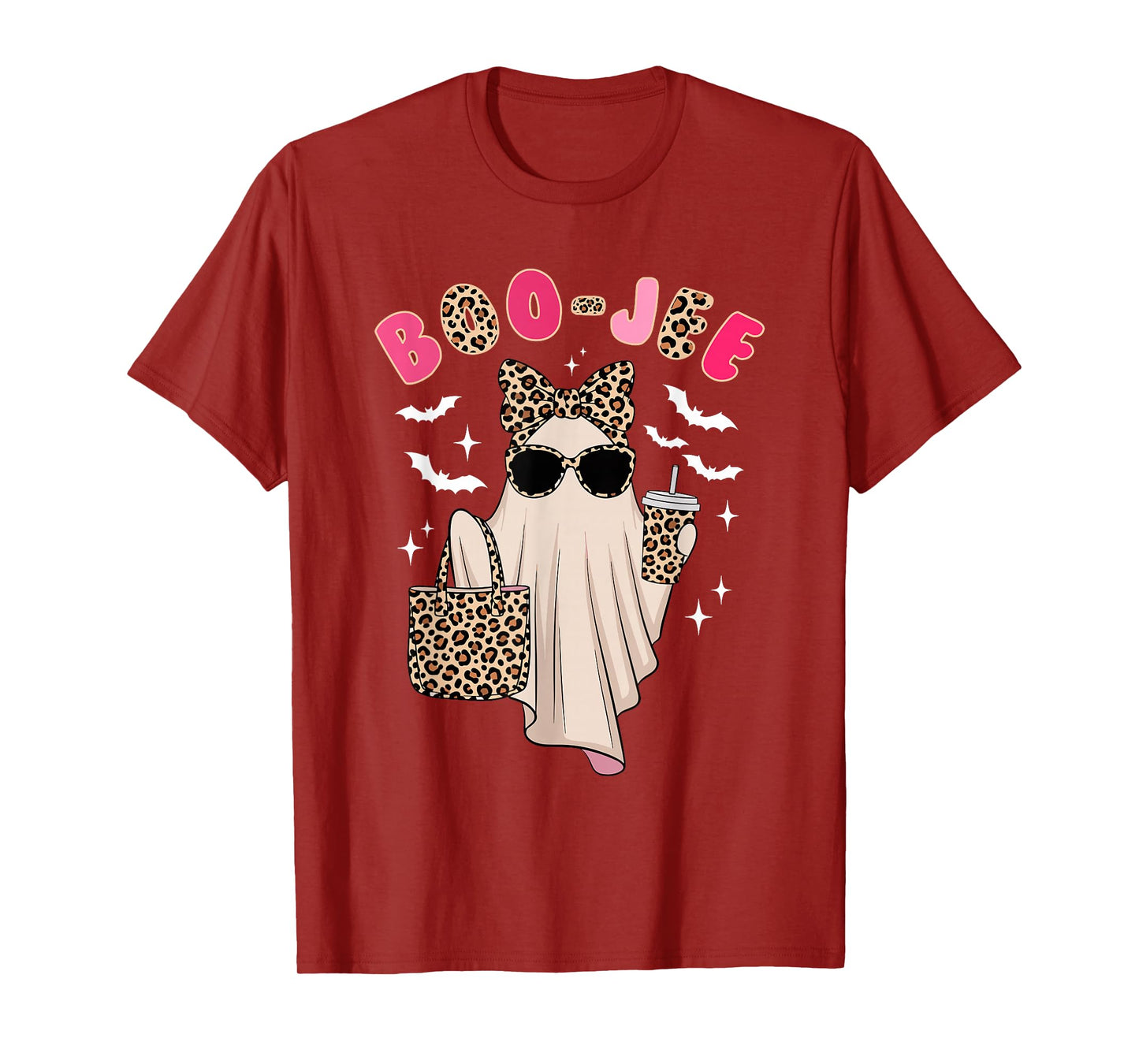 Coquette Leopard Ghost Coffee Boo-JEE Halloween Boujee Ghost T-Shirt