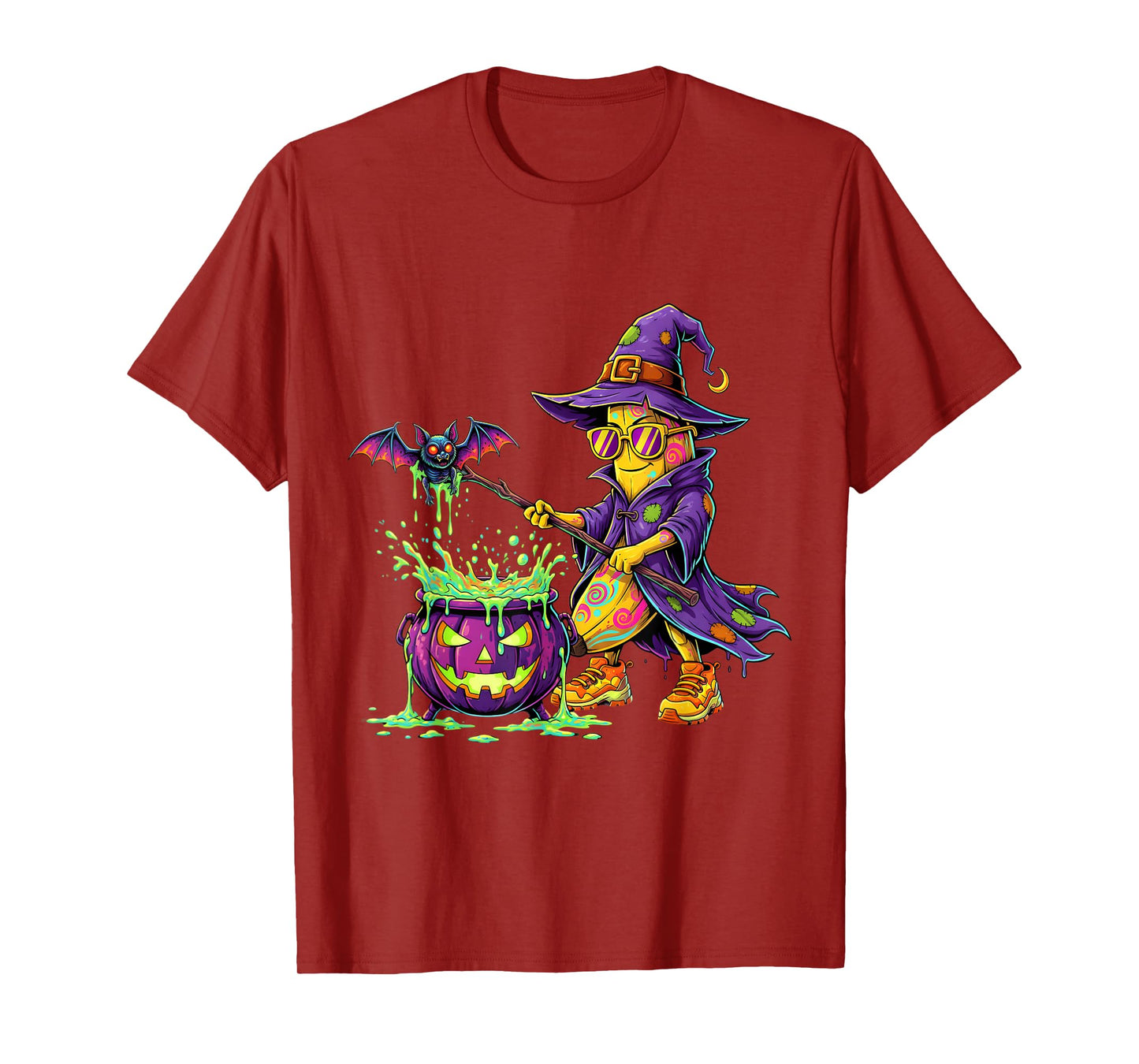 Funny Banana Witch Brewing Cauldron Halloween Costume T-Shirt
