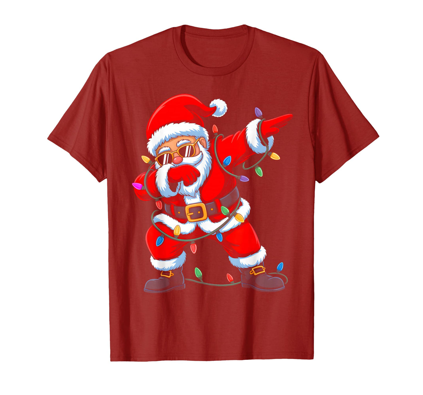 Dabbing Santa Shirt for Boys Men Kids Funny Christmas Lights T-Shirt