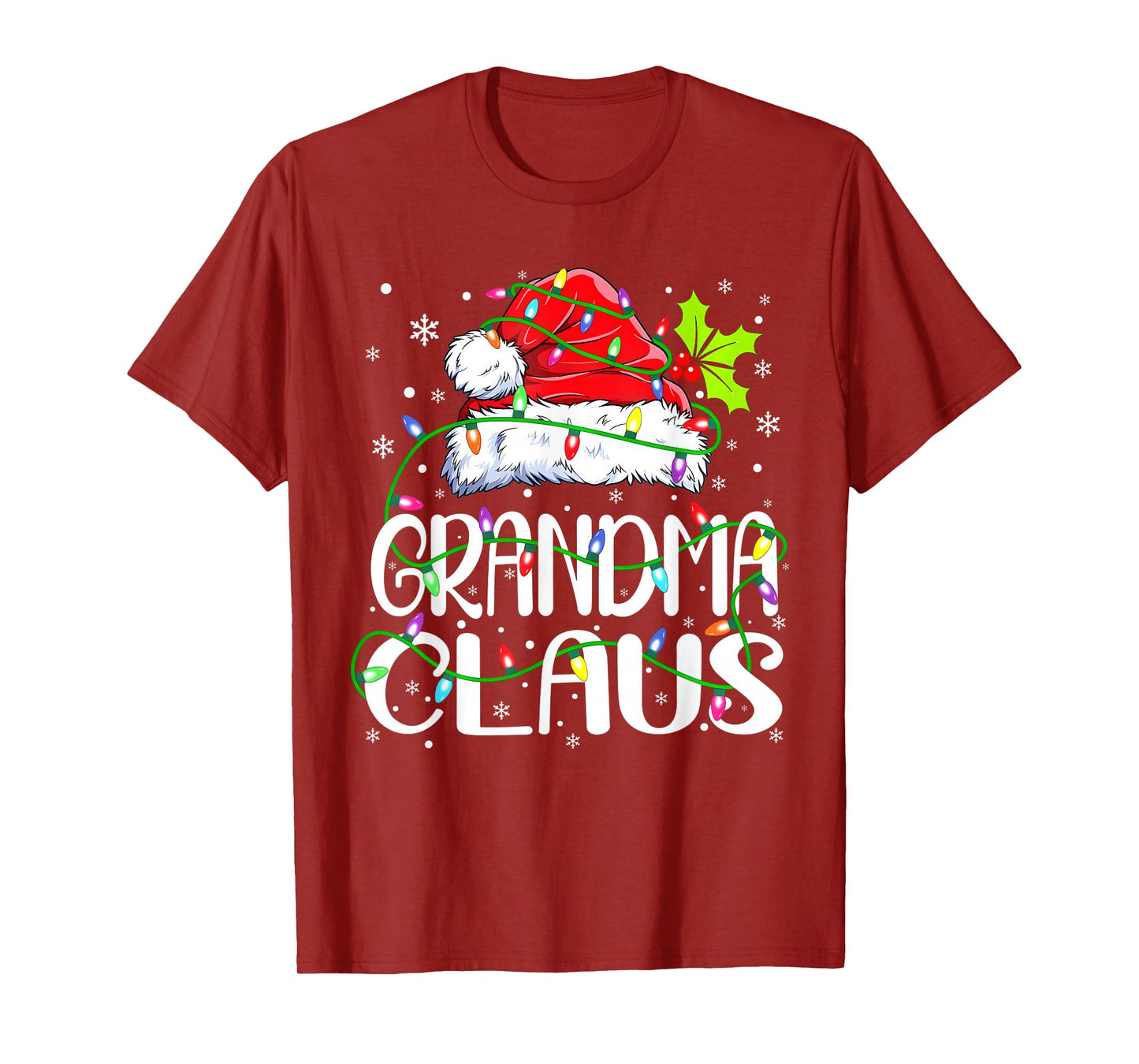 Grandma Claus Shirt Christmas Lights Pajama Family Matching T-Shirt