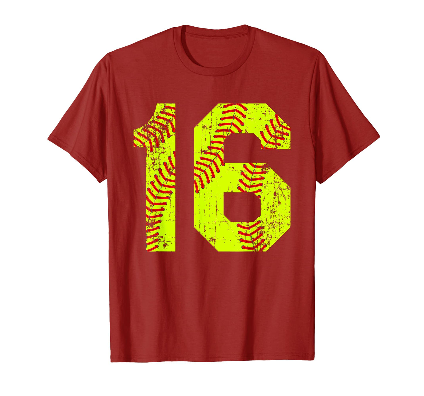 Vintage Softball 16 Jersey Number T-Shirt