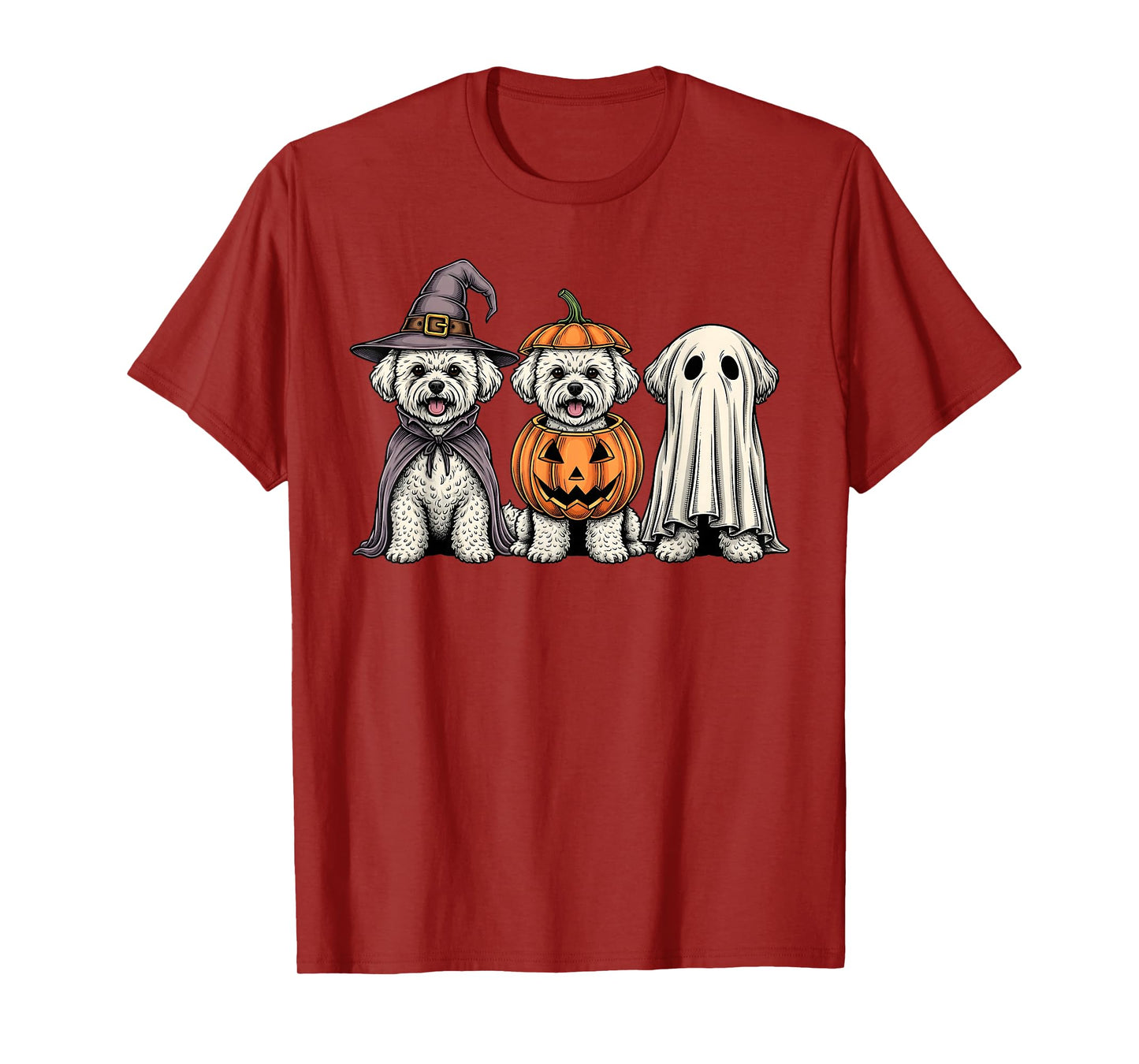 Spooky Ghost Bichon Frise Pumpkin Halloween Dog Lover T-Shirt