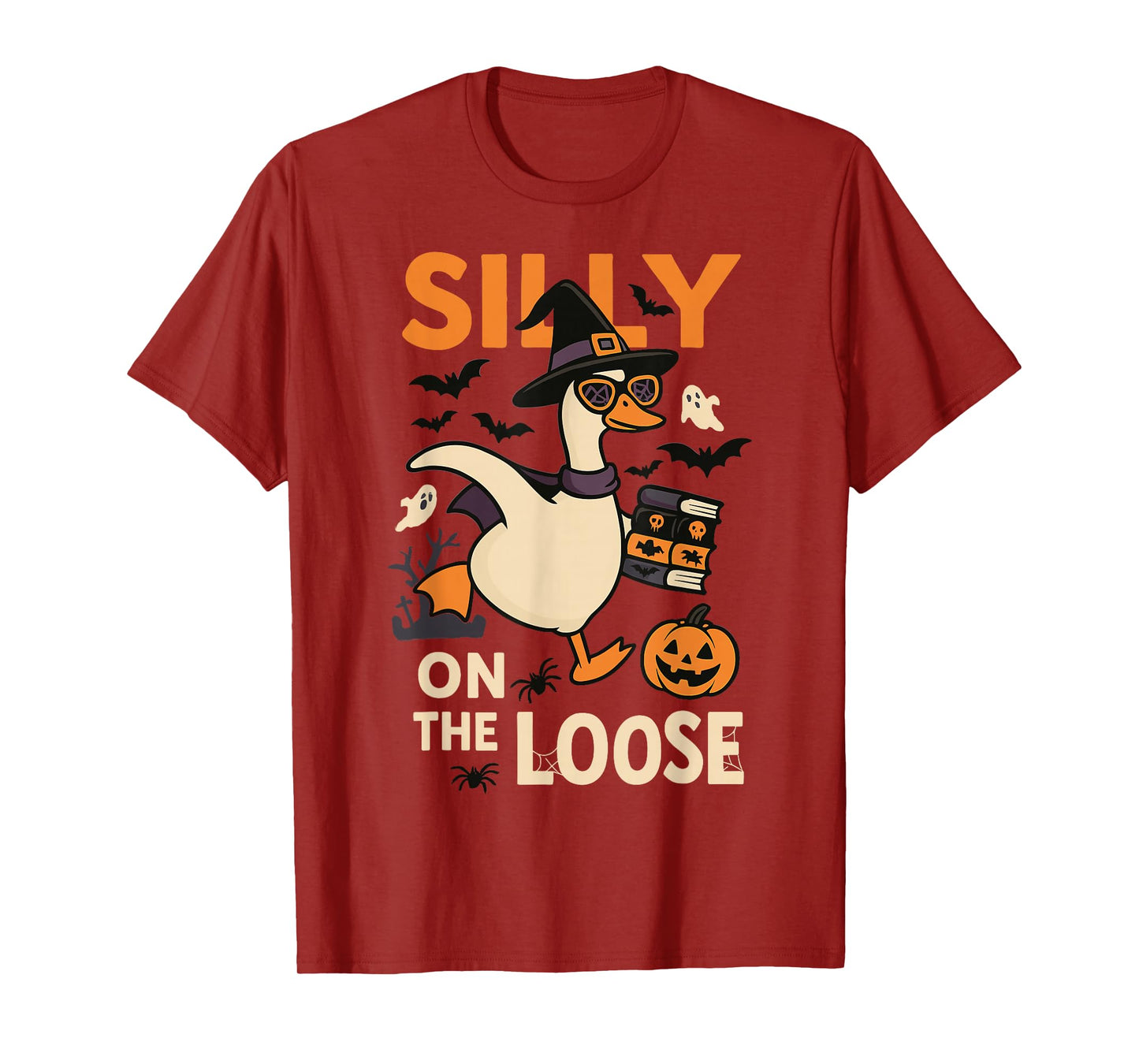 Silly Goose On The Loose Funny Halloween Witch Pumpkin T-Shirt