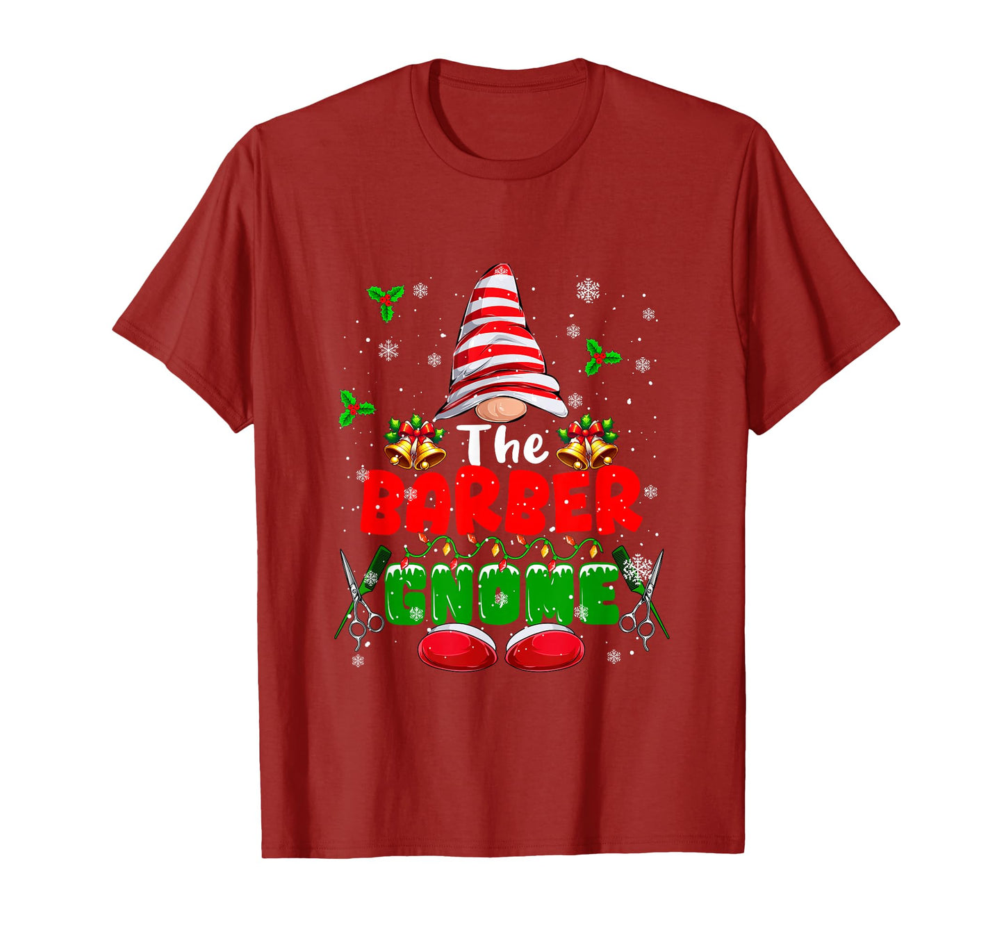 The Barber Gnome Christmas Colorful Costume Job Team T-Shirt