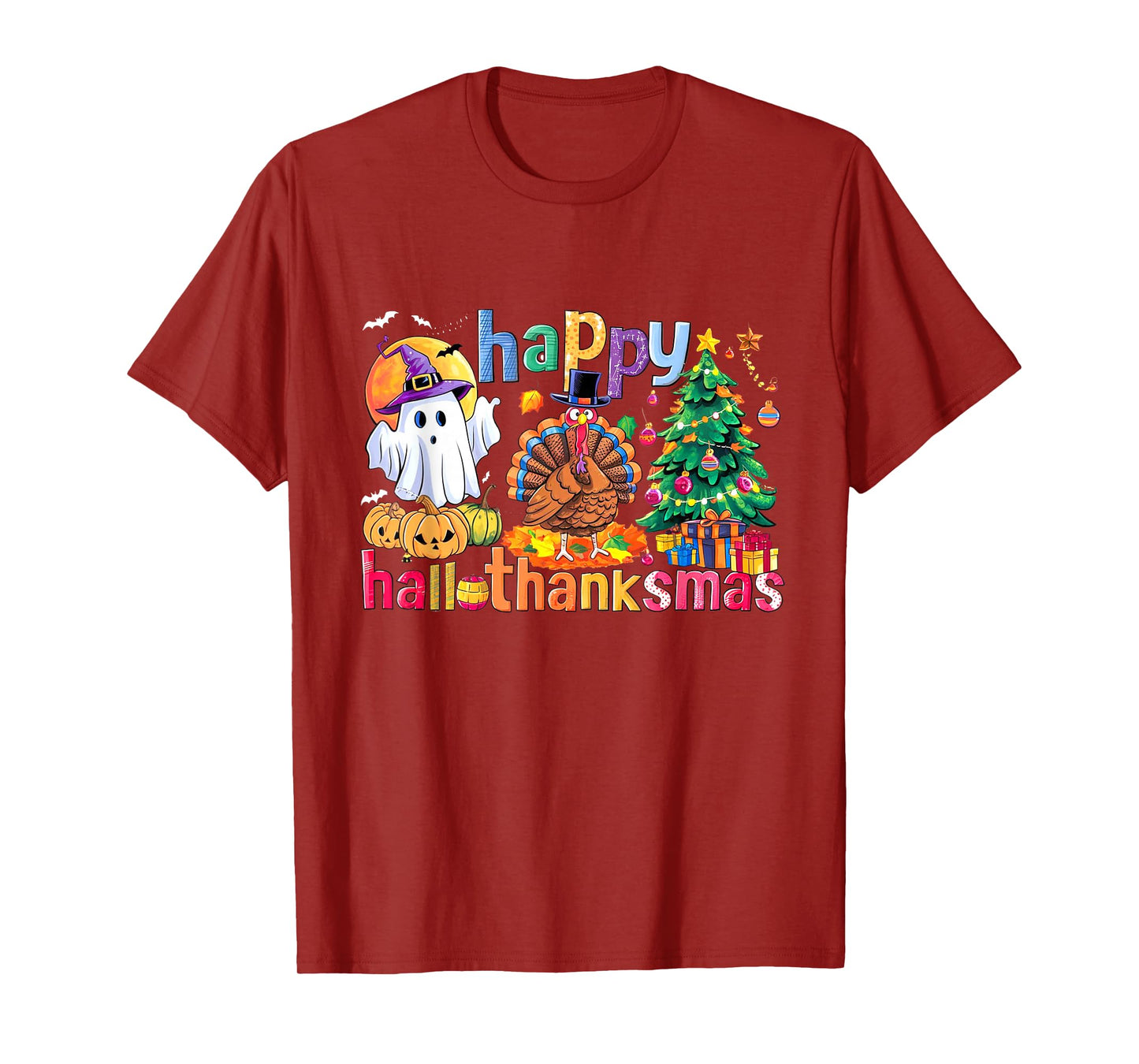 Gnome Happy Hallothanksmas Halloween Thanksgiving Xmas T-Shirt