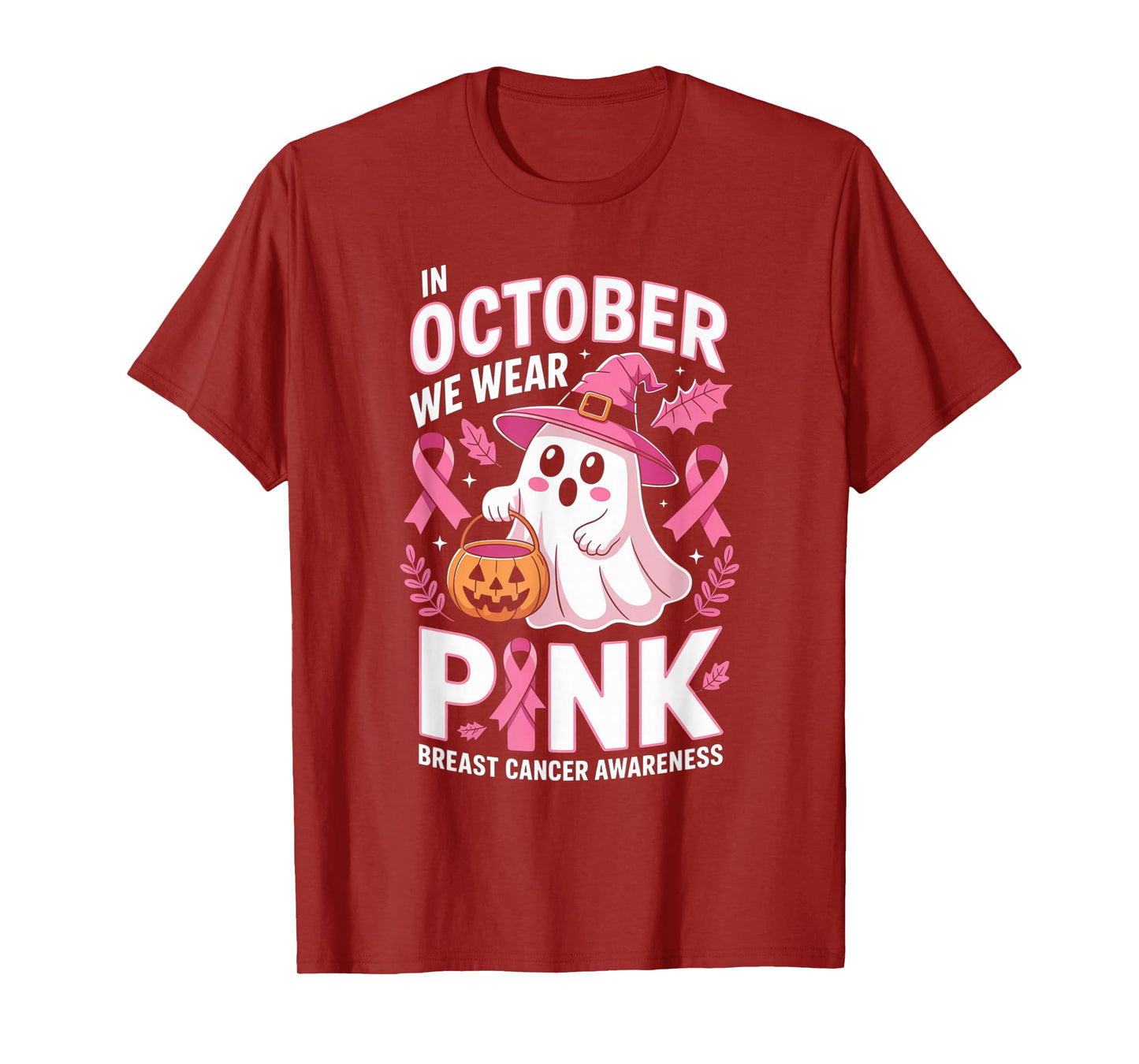 Breast Cancer Women Halloween in October We Wear Pink T-Shirt