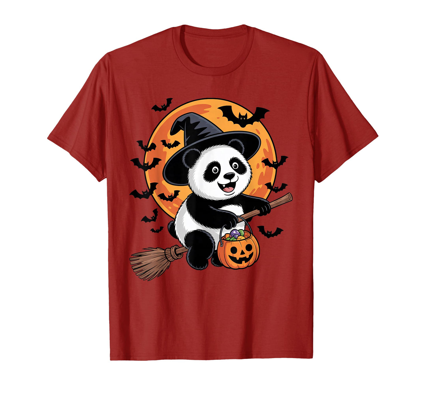Panda Witch Jack-o-Lantern Candy Bucket Halloween Costume T-Shirt