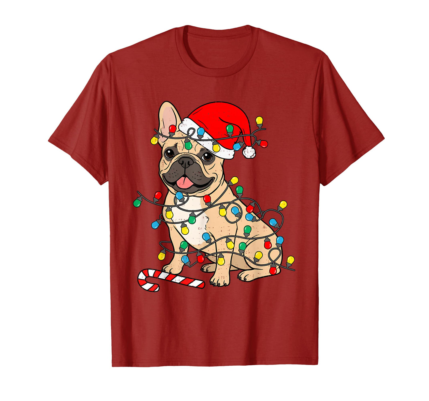French Bulldog Dog Christmas Lights Santa Xmas Pet Dog Lover T-Shirt