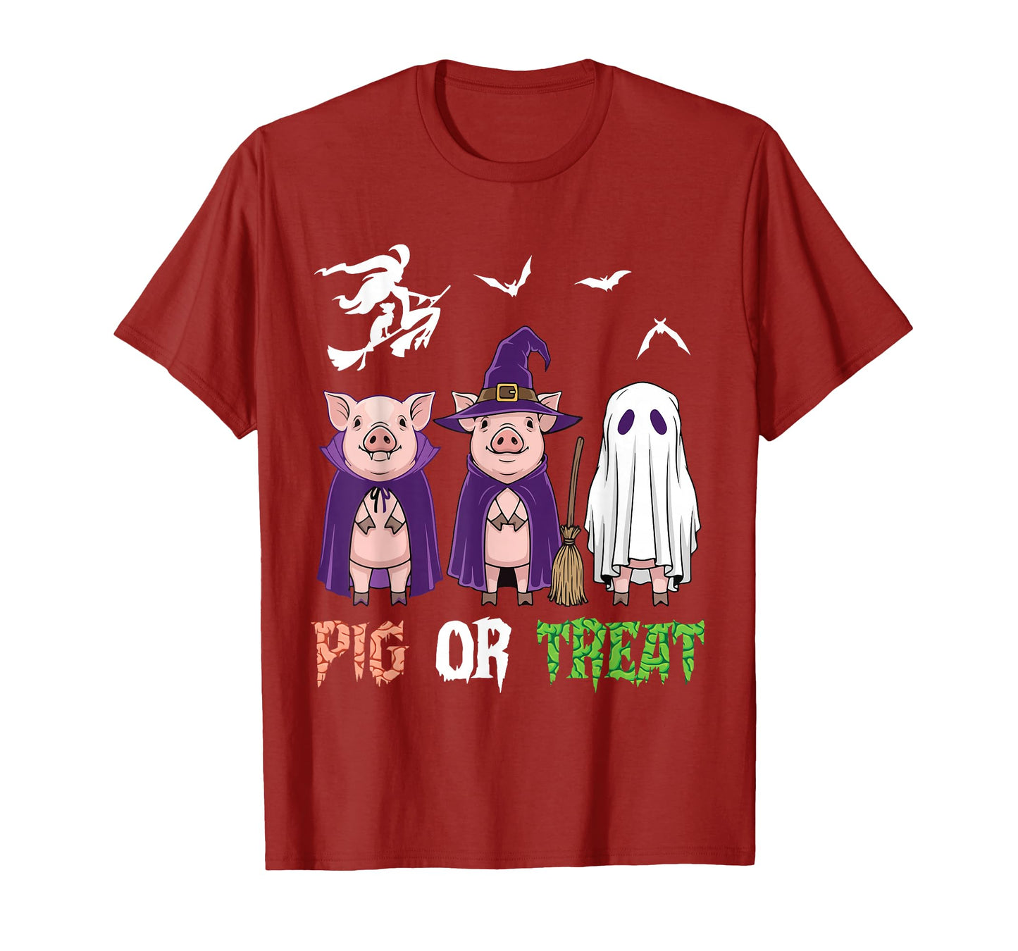 Pig Or Treat Halloween Day Witch Ghost Pumpkin Pigs Costume T-Shirt