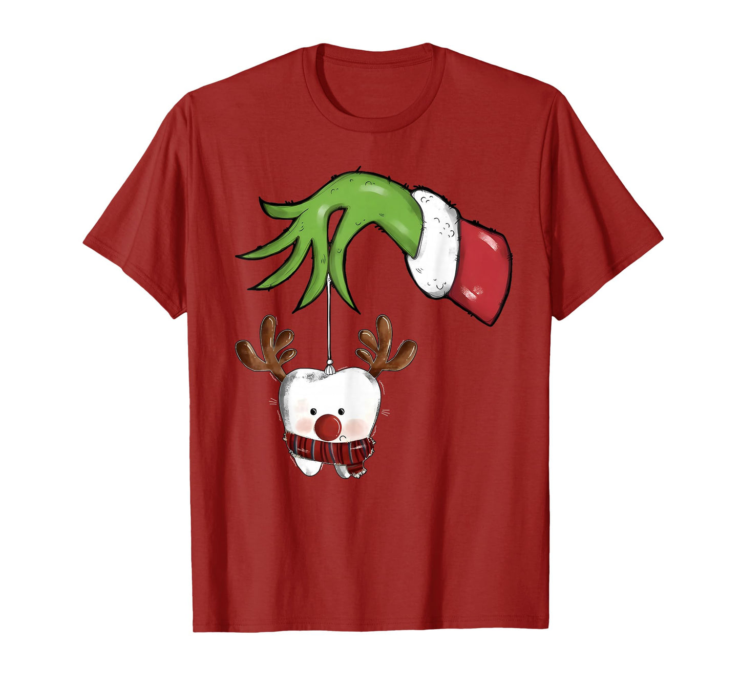 Tooth Dentist Dental Assistant Teeth Christmas Rudolph Santa T-Shirt