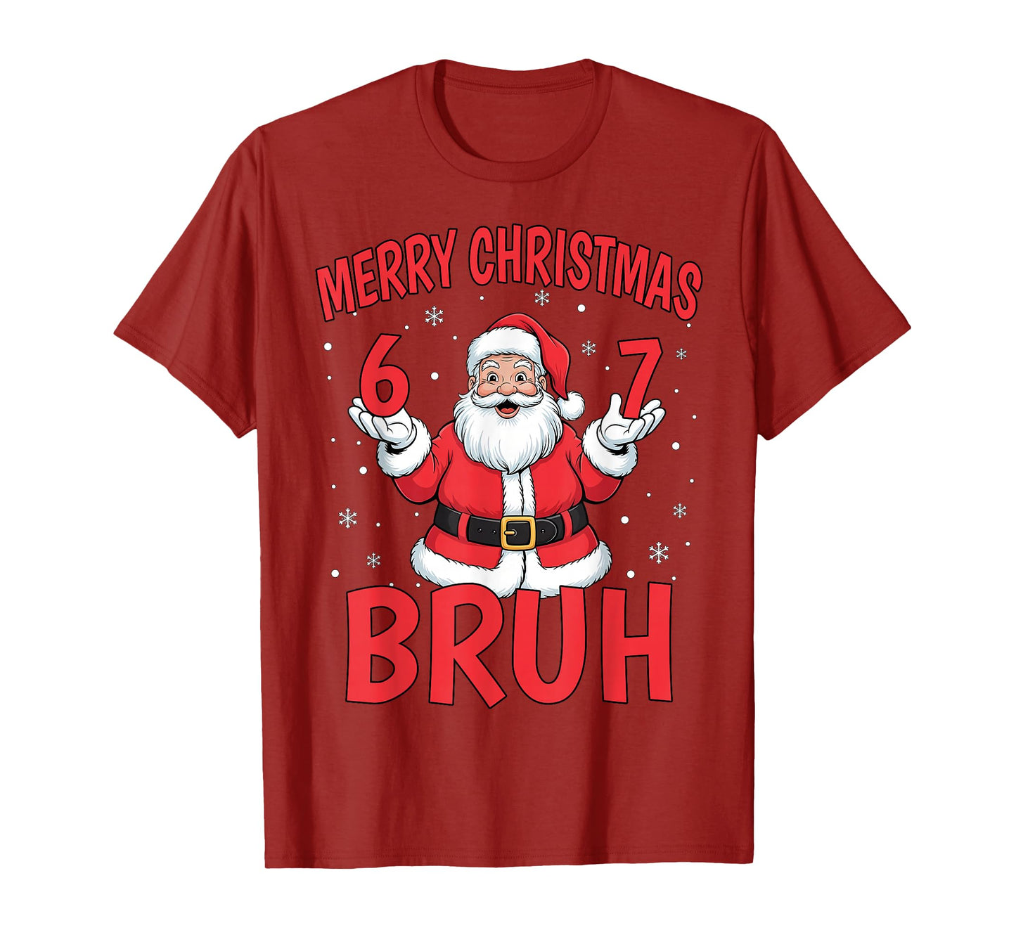 Merry Christmas Bruh Six Seven 6 7 Meme Gen Alpha Slang Men T-Shirt