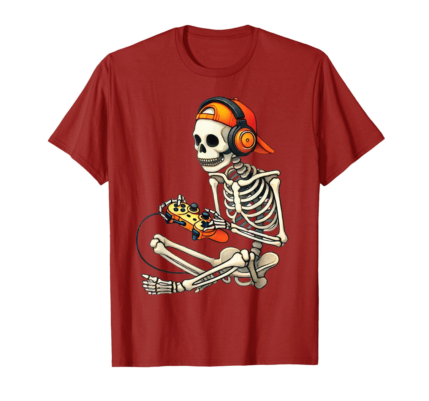 Halloween Skeleton Gamer Video Gaming Boys Men Kids Tees T-Shirt