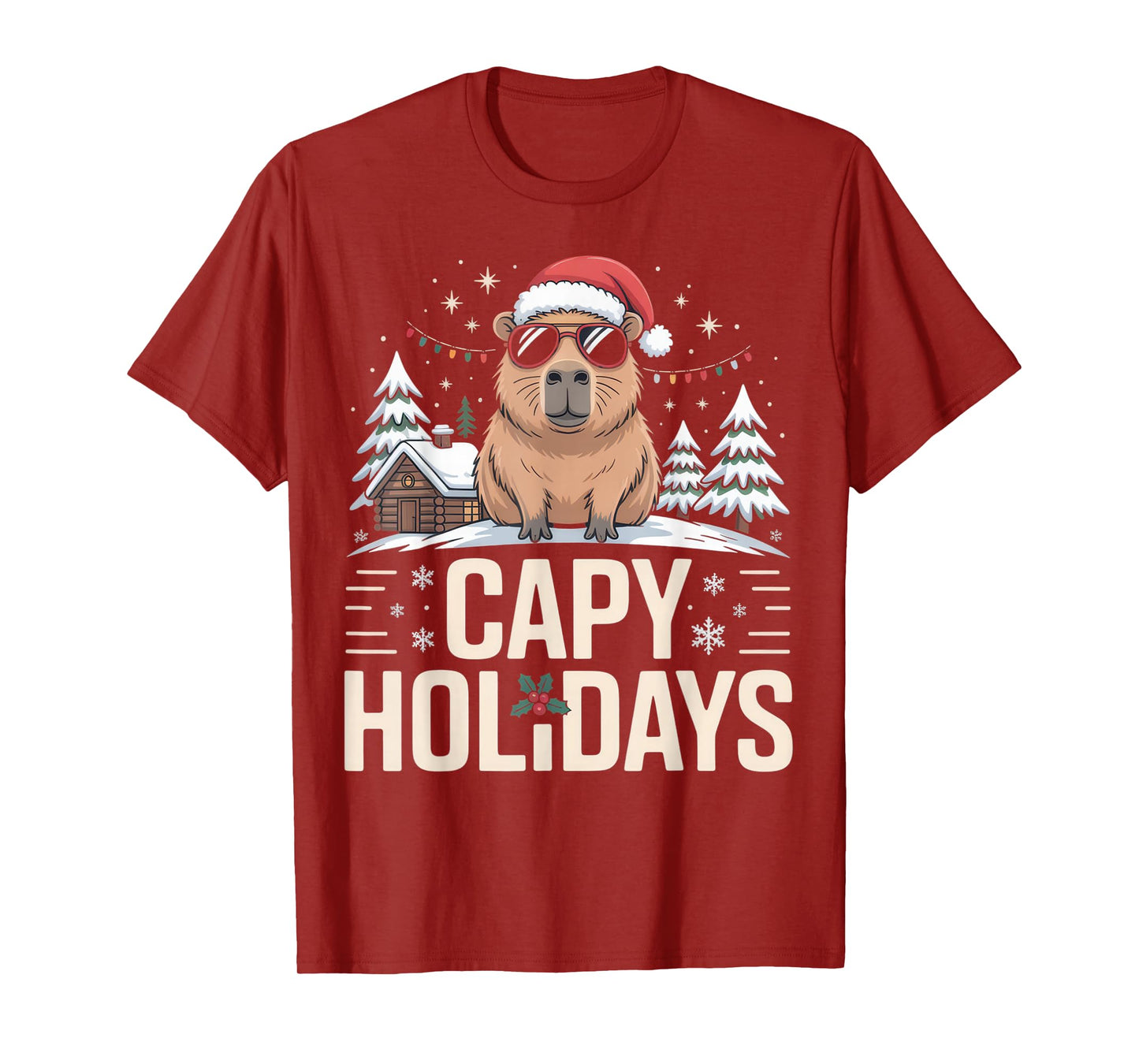 Capy Holidays Animal Lovers Festive Capybara Christmas Vibes T-Shirt