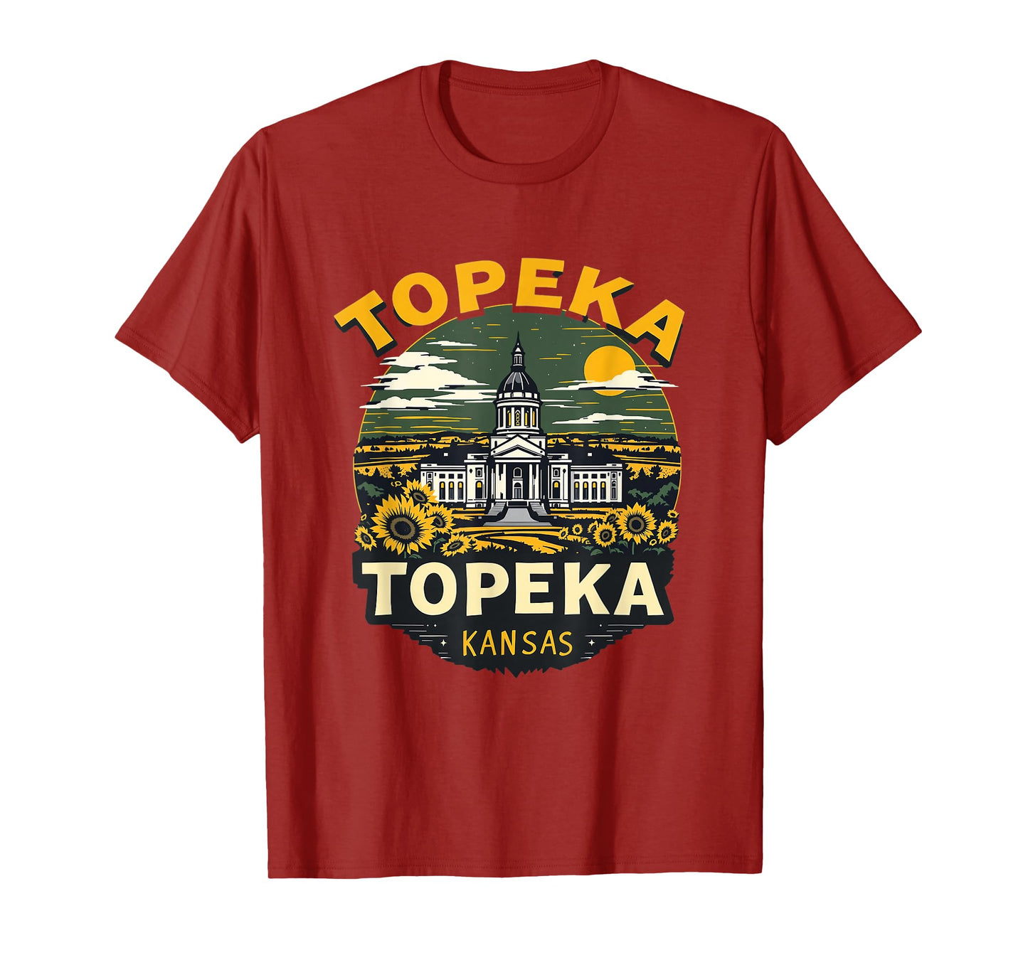 Topeka Skyline Vintage Topeka Kansas Floral Cityscape T-Shirt